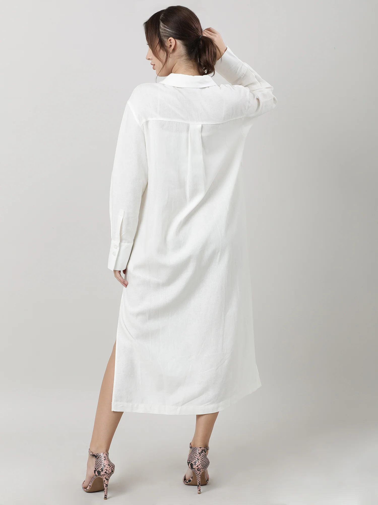 Women White Oversized Shirt Dress - Image 4