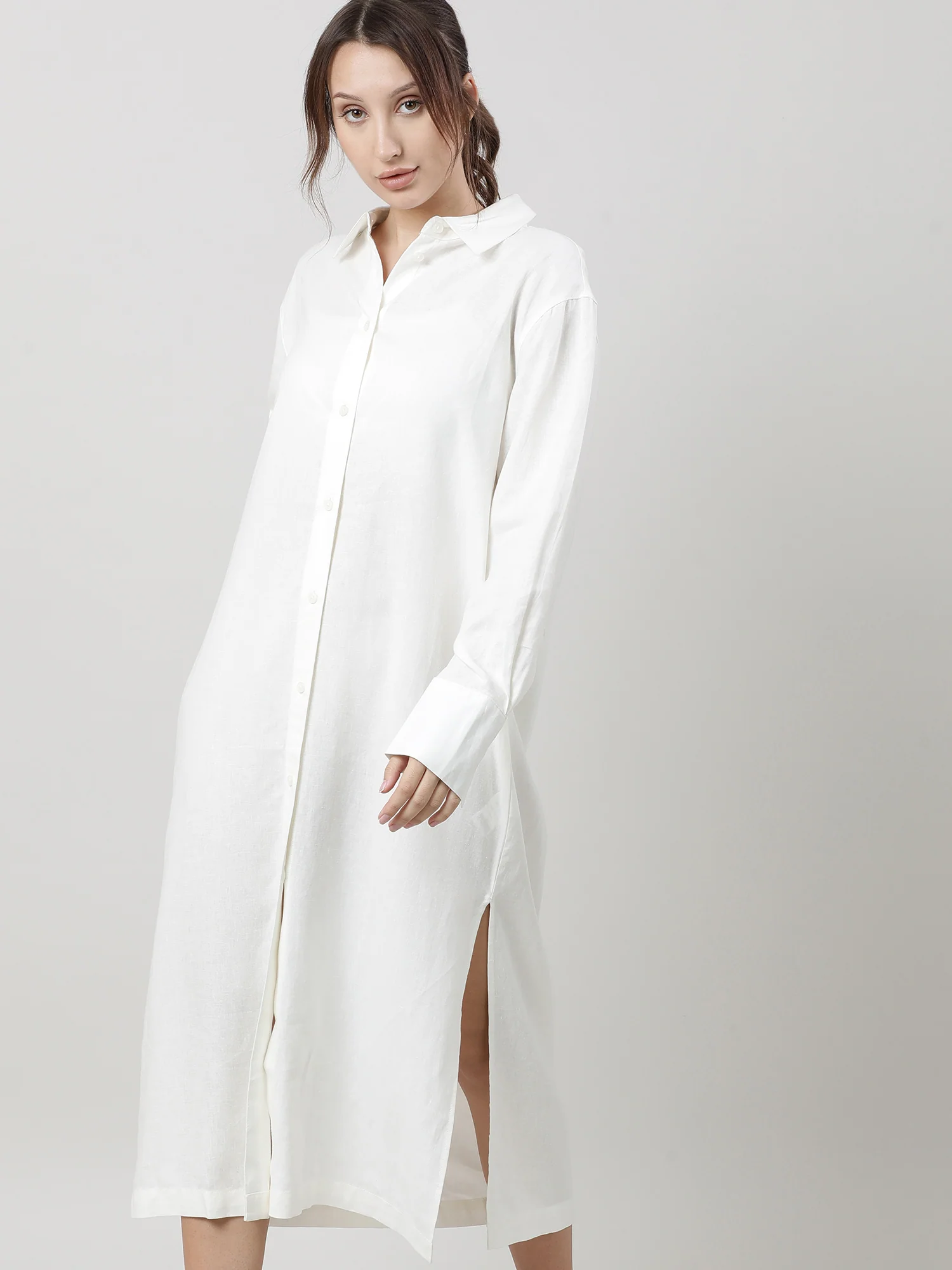 Women White Oversized Shirt Dress - Image 5
