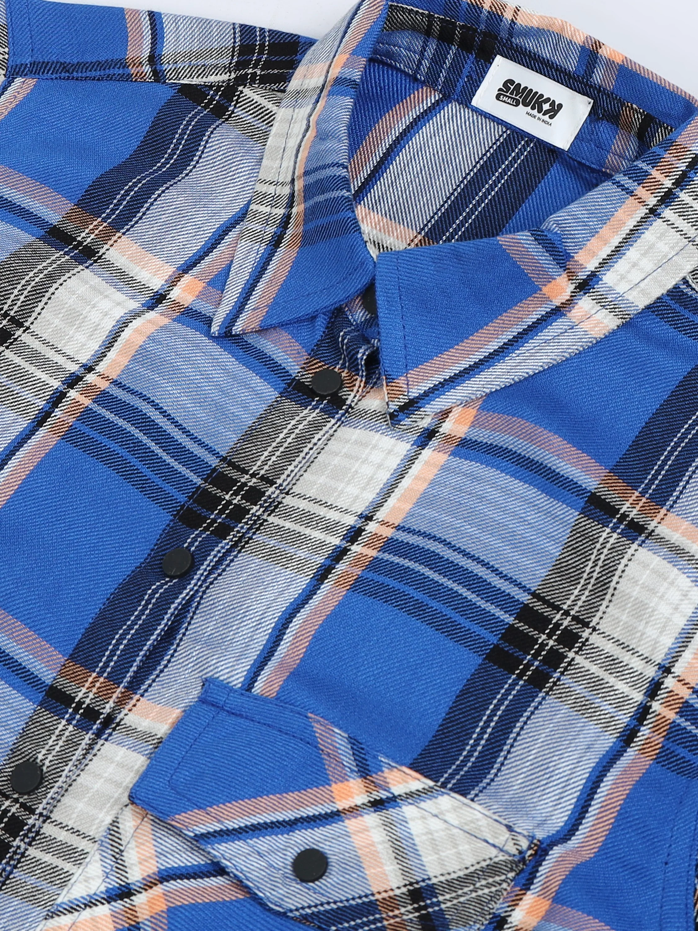 Women Relaxed Fit Blue Checked Shirt - Image 4