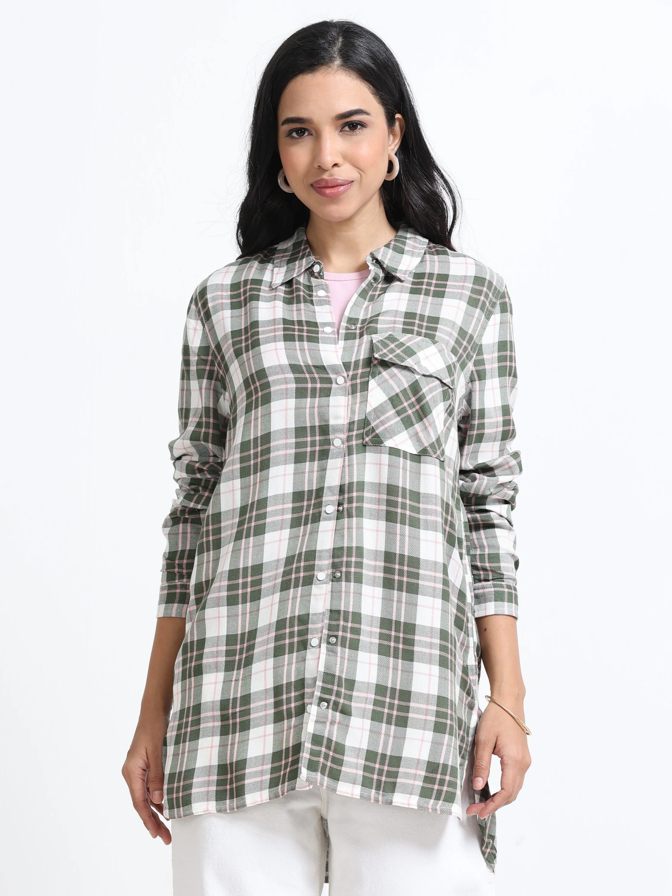 Women Comfort Fit Checked Shirt - Image 3