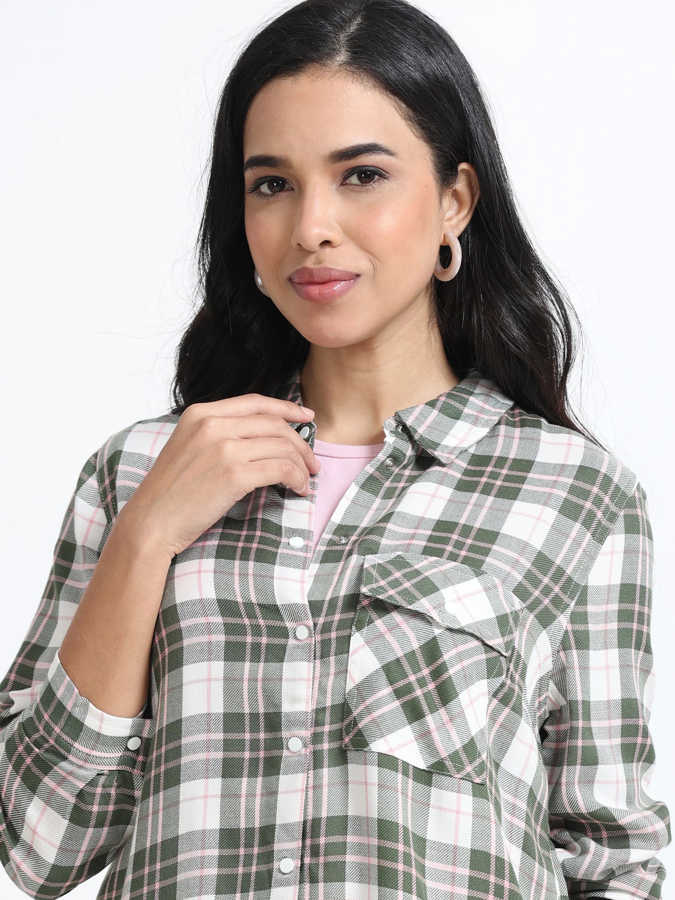 Women Comfort Fit Checked Shirt - Image 4