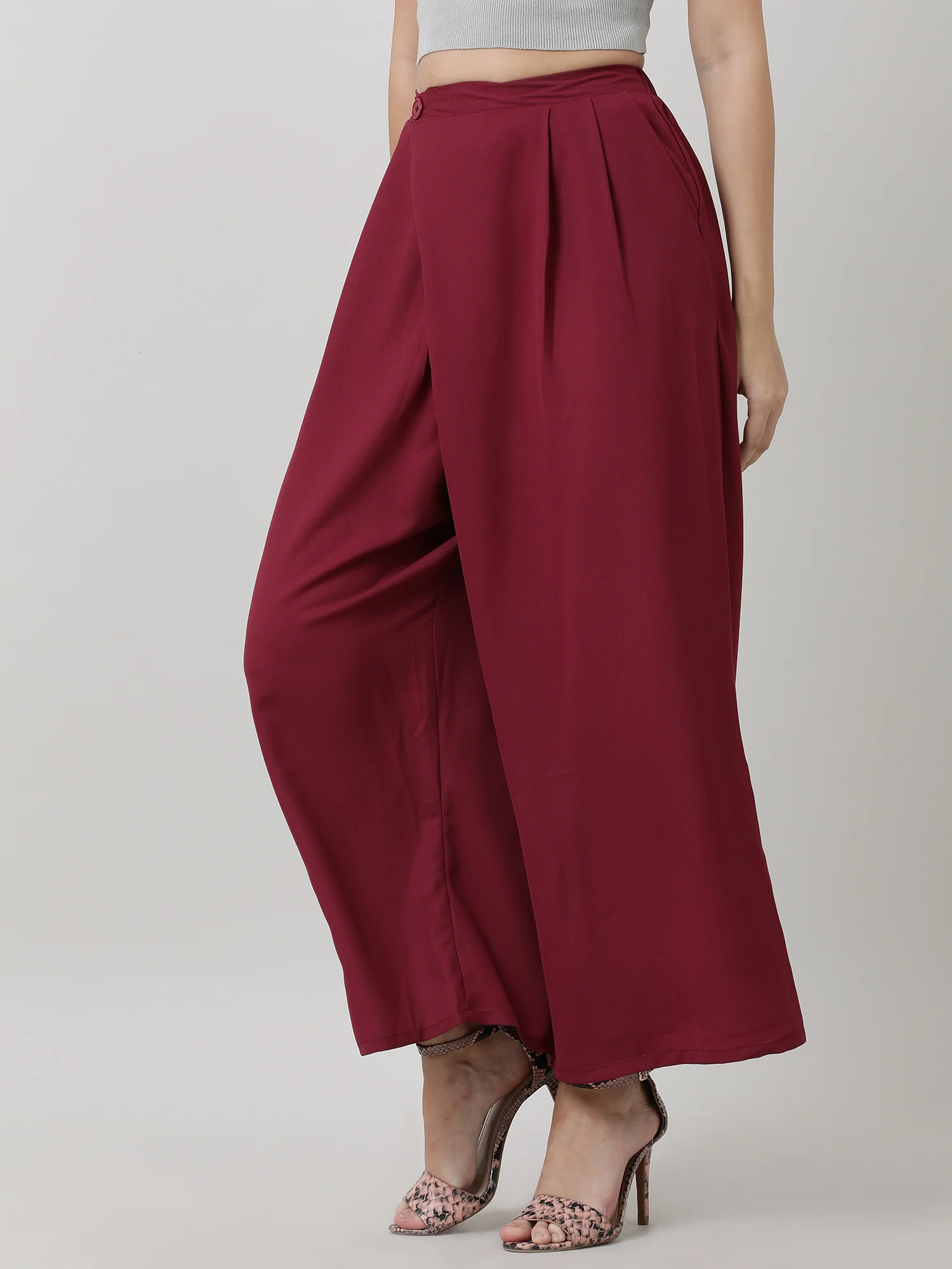 Women Relaxed Fit Maroon Pants - Image 3