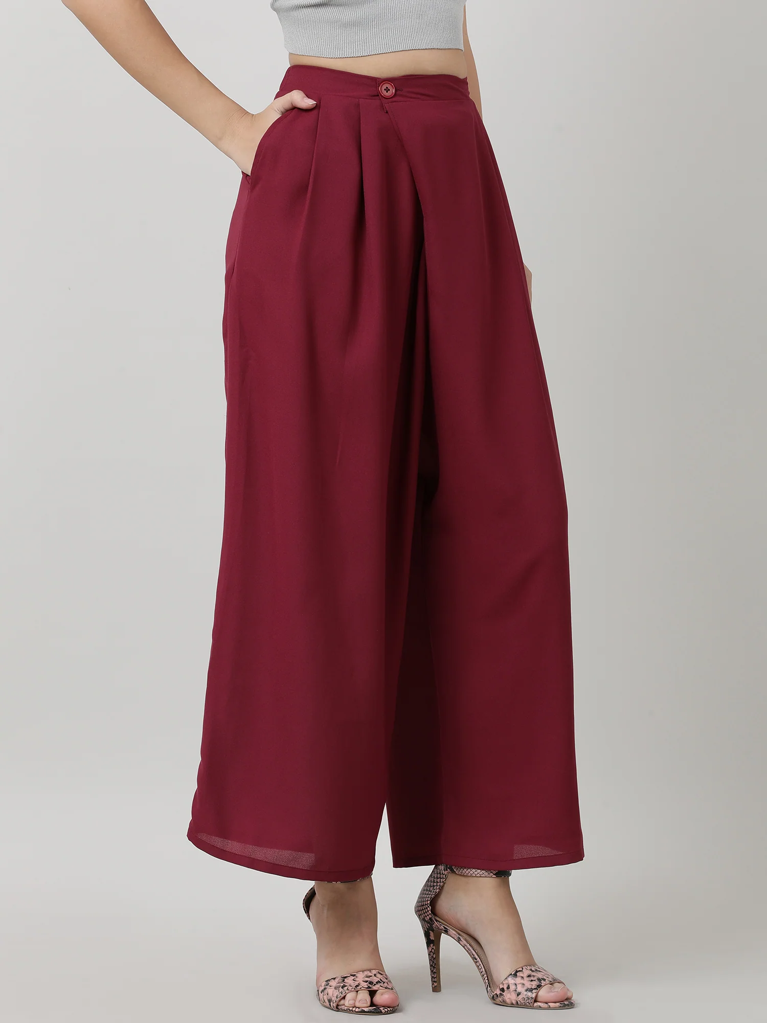 Women Relaxed Fit Maroon Pants - Image 4