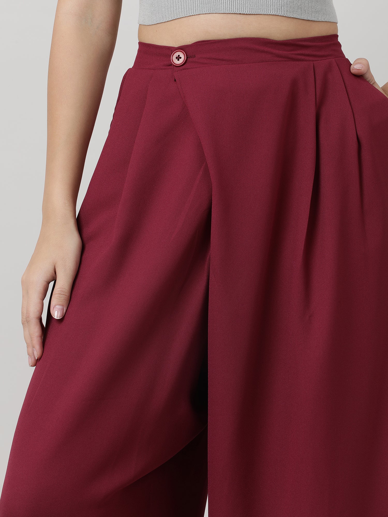 Women Relaxed Fit Maroon Pants - Image 5