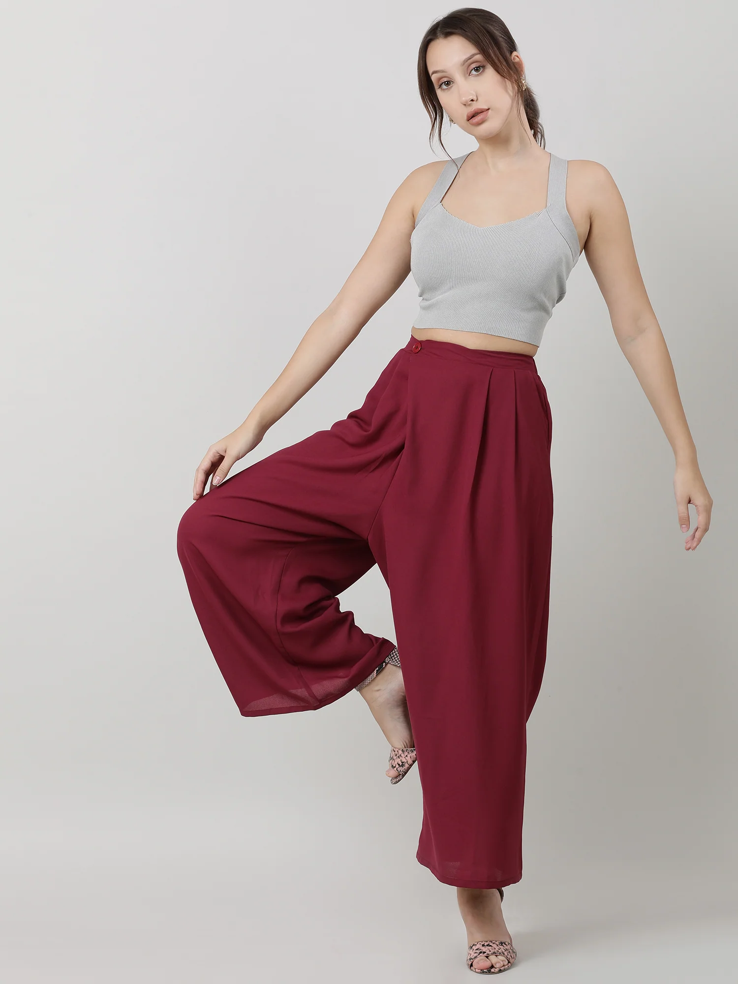 Women Relaxed Fit Maroon Pants - Image 7