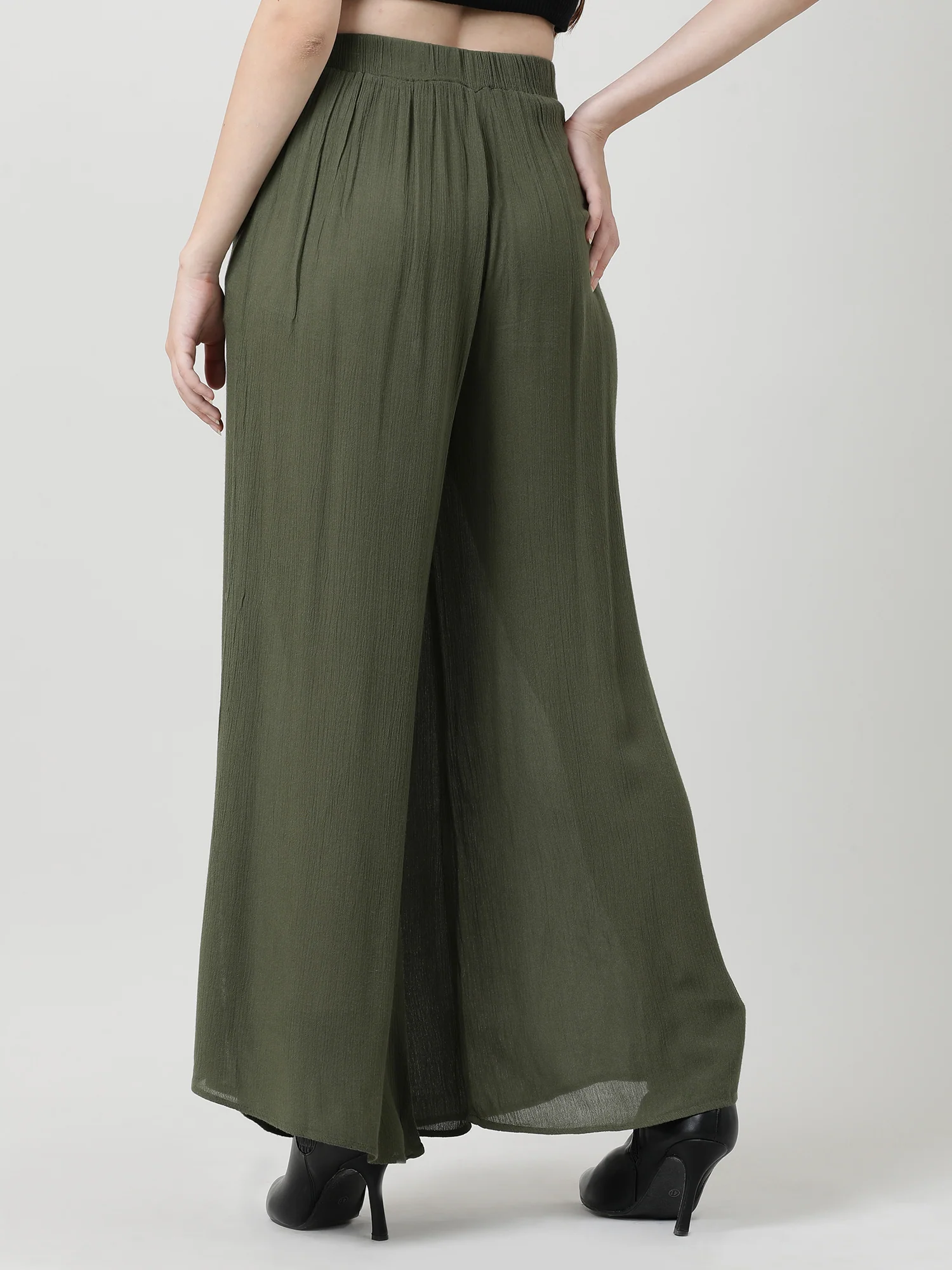 Women Relaxed Fit Olive Pants - Image 5