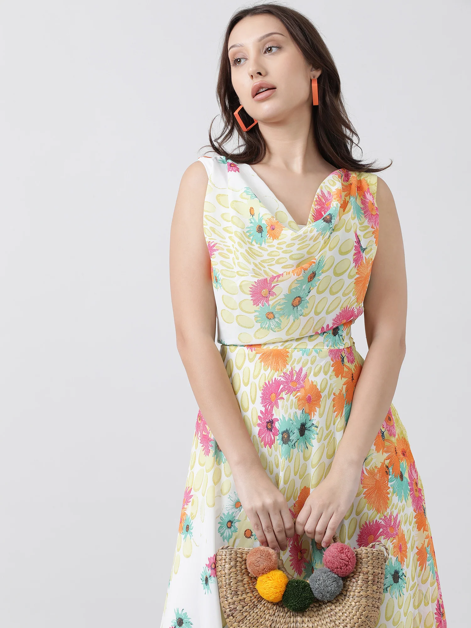 Women Relaxed Fit Yellow Floral Print Maxi Dress - Image 9