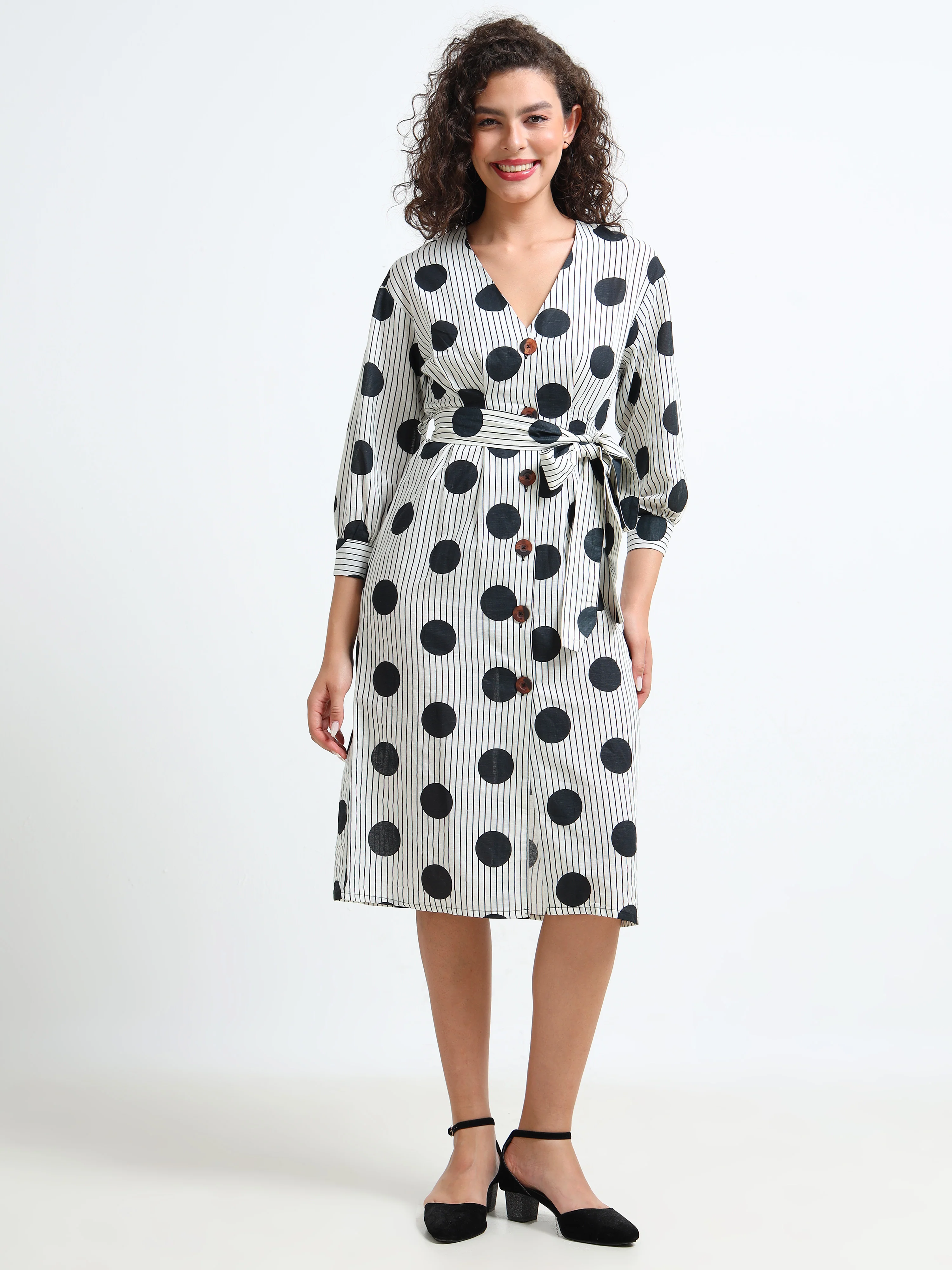 Women Retro Polka Dress - Image 2