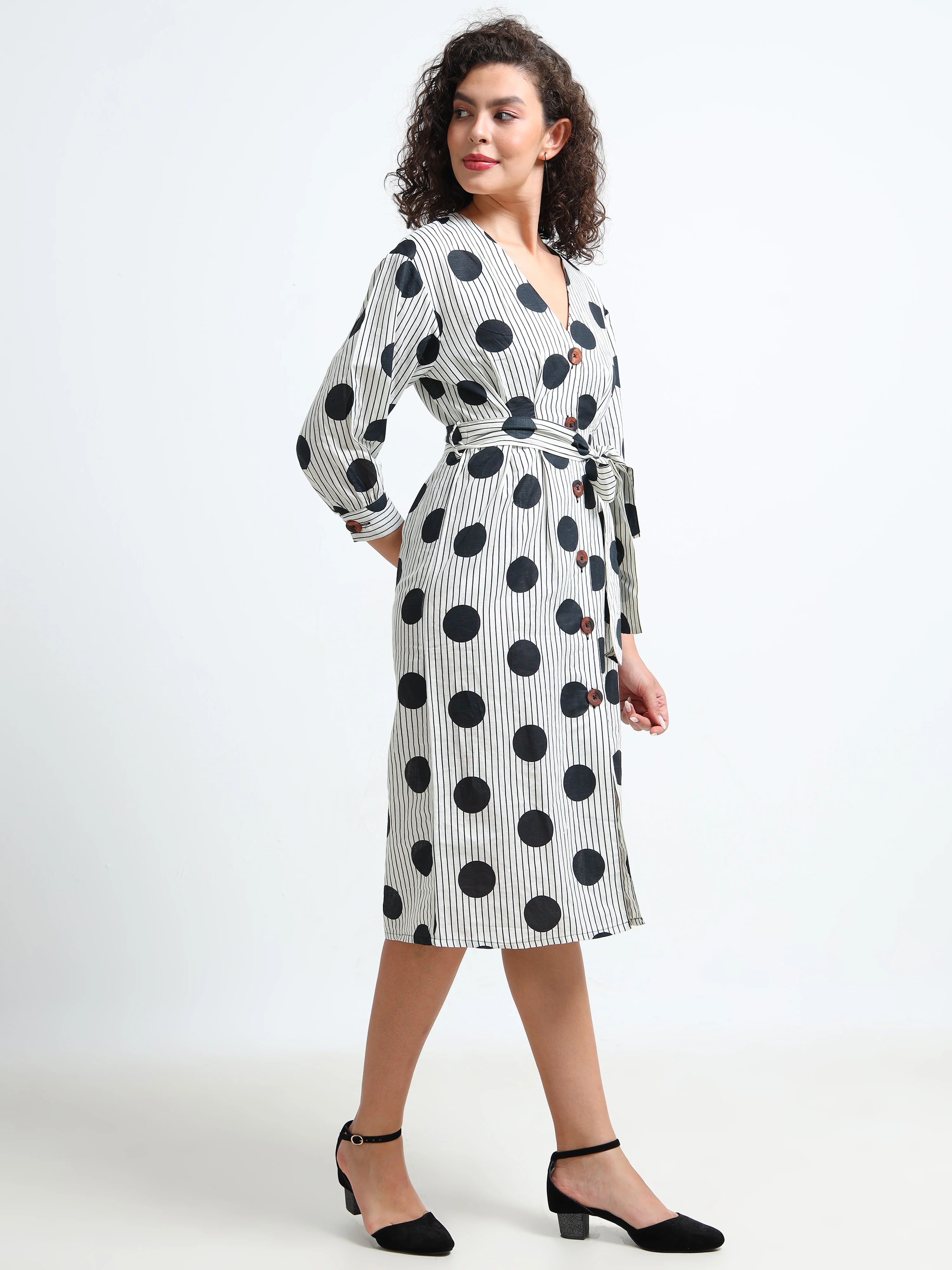 Women Retro Polka Dress - Image 3