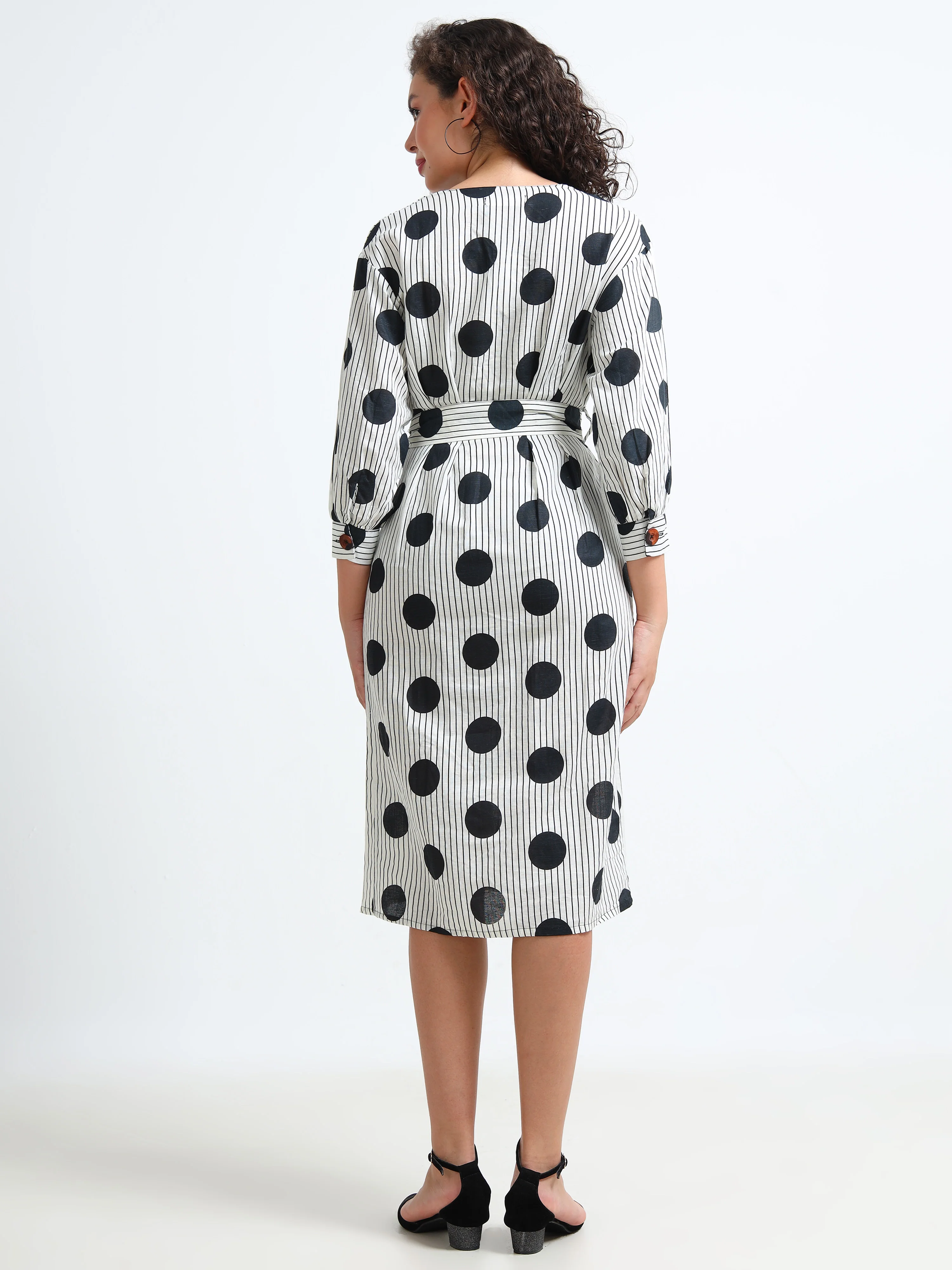 Women Retro Polka Dress - Image 4
