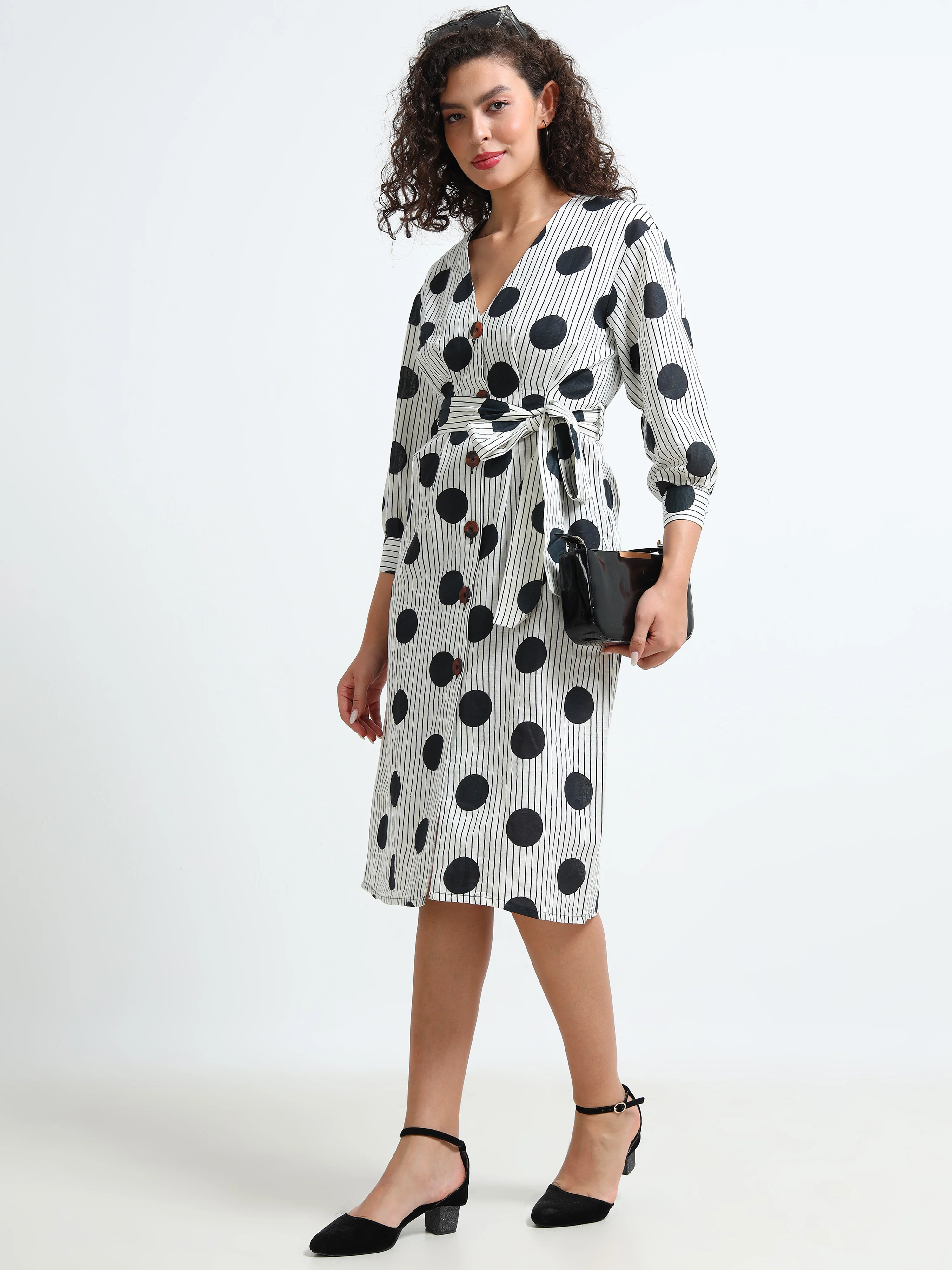 Women Retro Polka Dress - Image 6