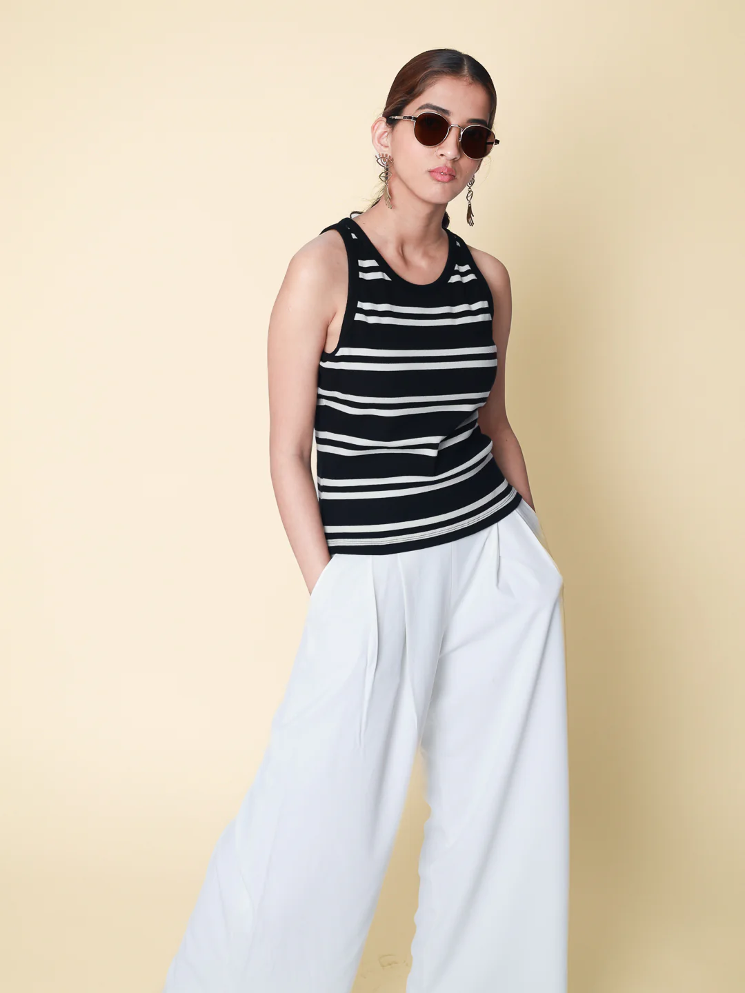 Women Rib Padded Stripe Vest - Image 6