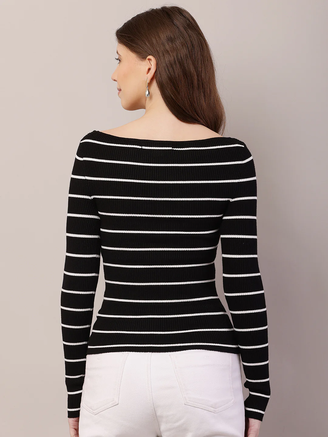 Women  Ribbed Black Top - Image 4