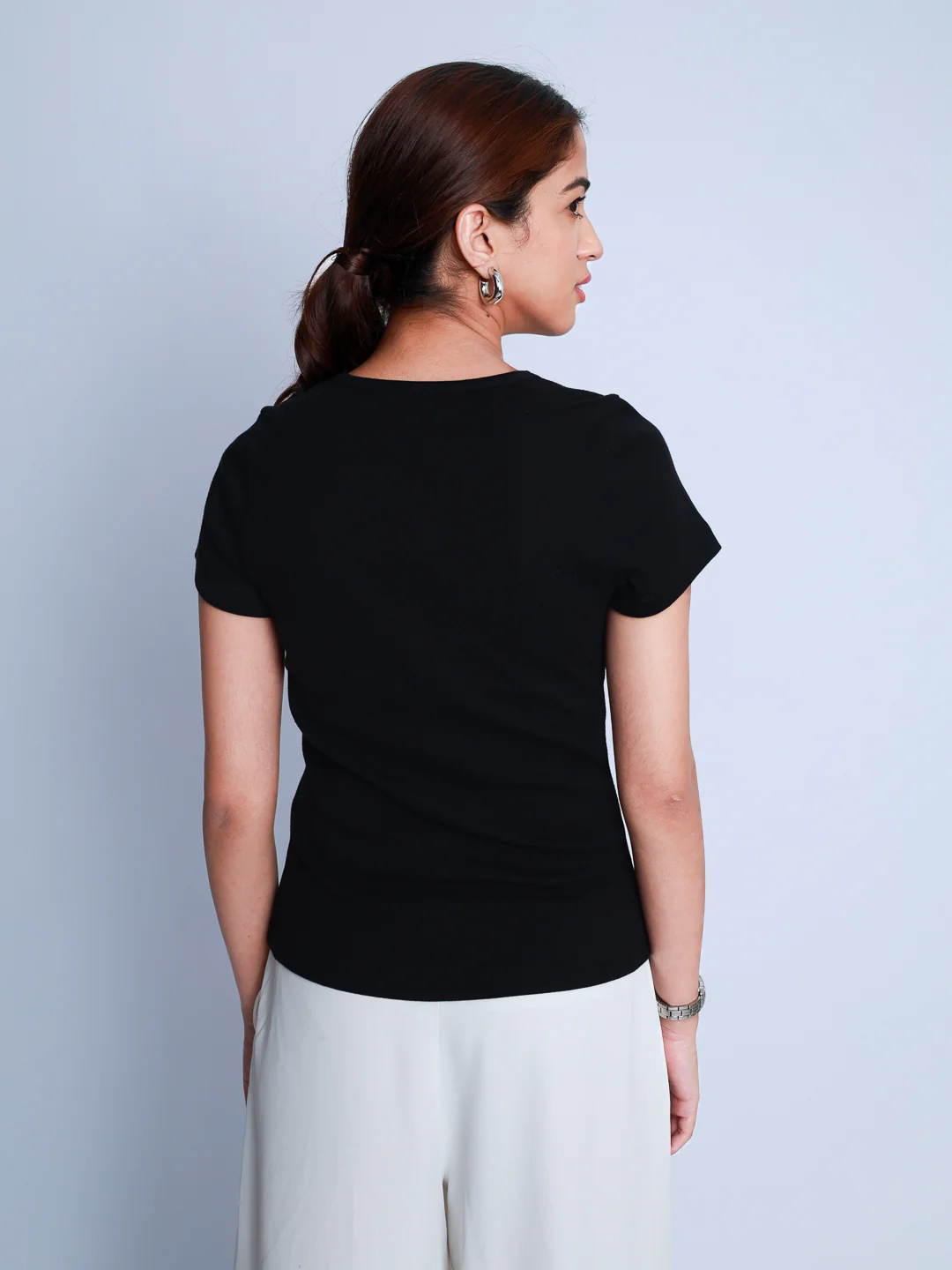 Women Ribbed Casual T-Shirt - Image 2