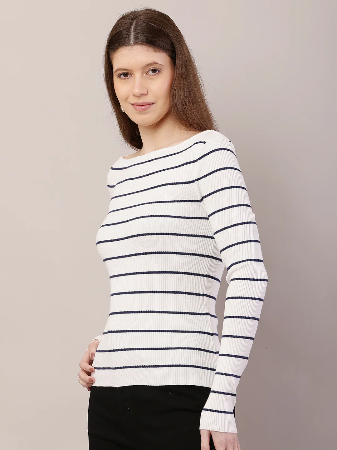 Women  Ribbed White Top - Image 2