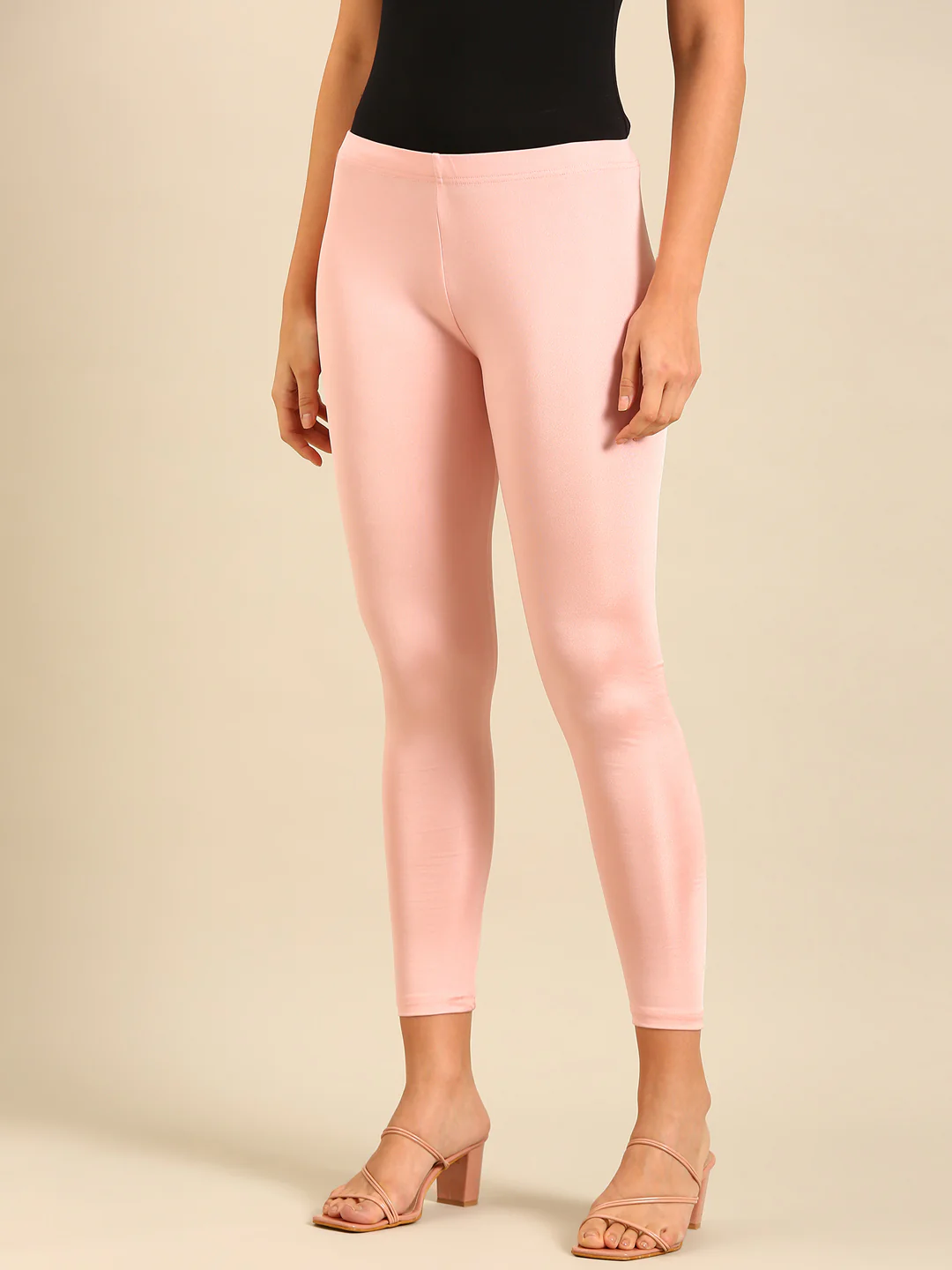 Women Rose Gold Festive Leggings - Image 2