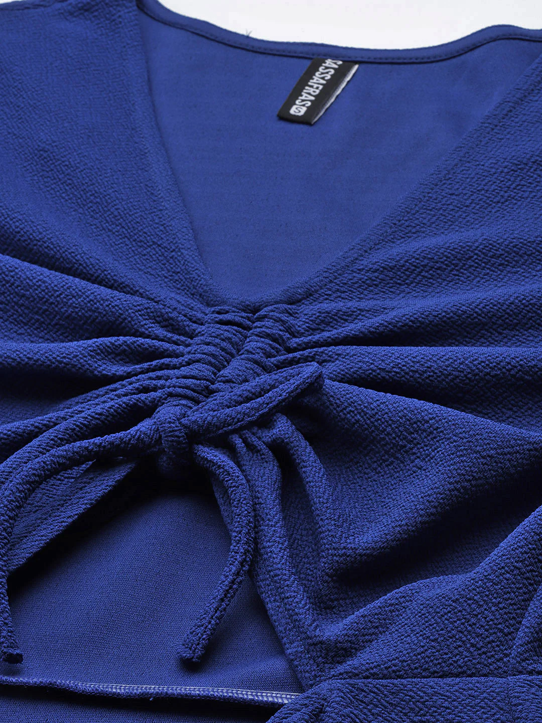 Women Royal Blue Ruched Bodycon Dress - Image 2