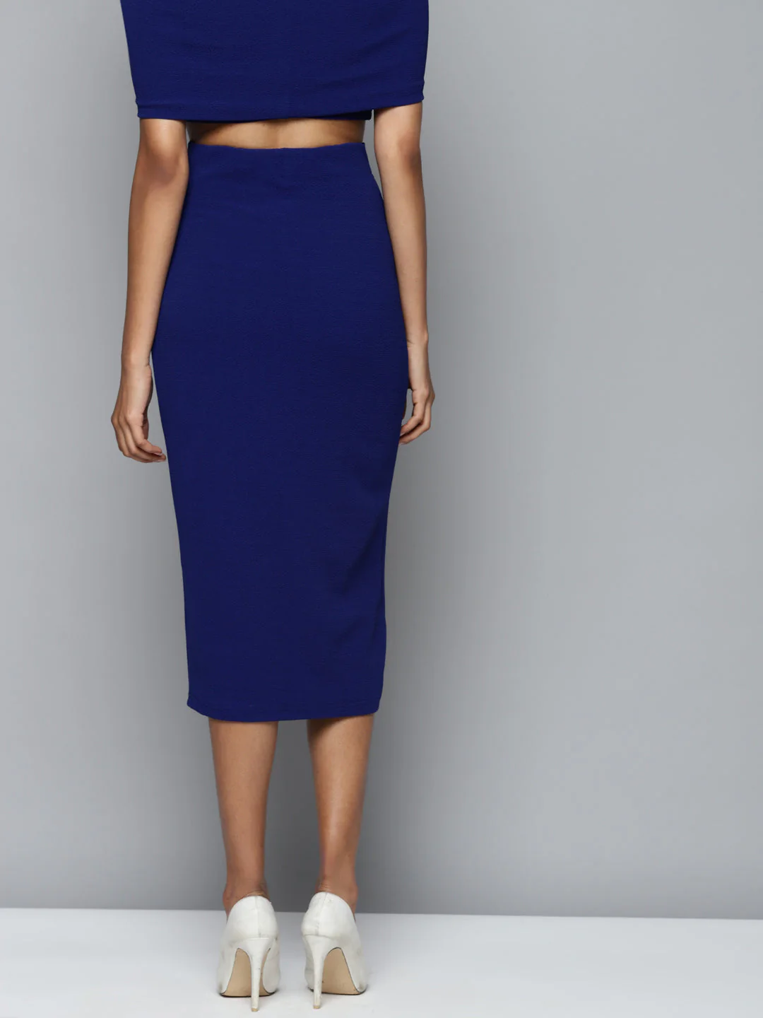 Women Royal Blue Twisted Midi Skirt - Image 3
