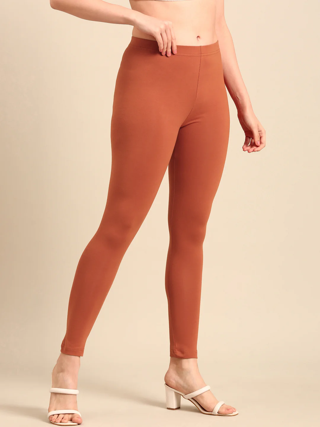 Women Rust Casual Leggings - Image 3