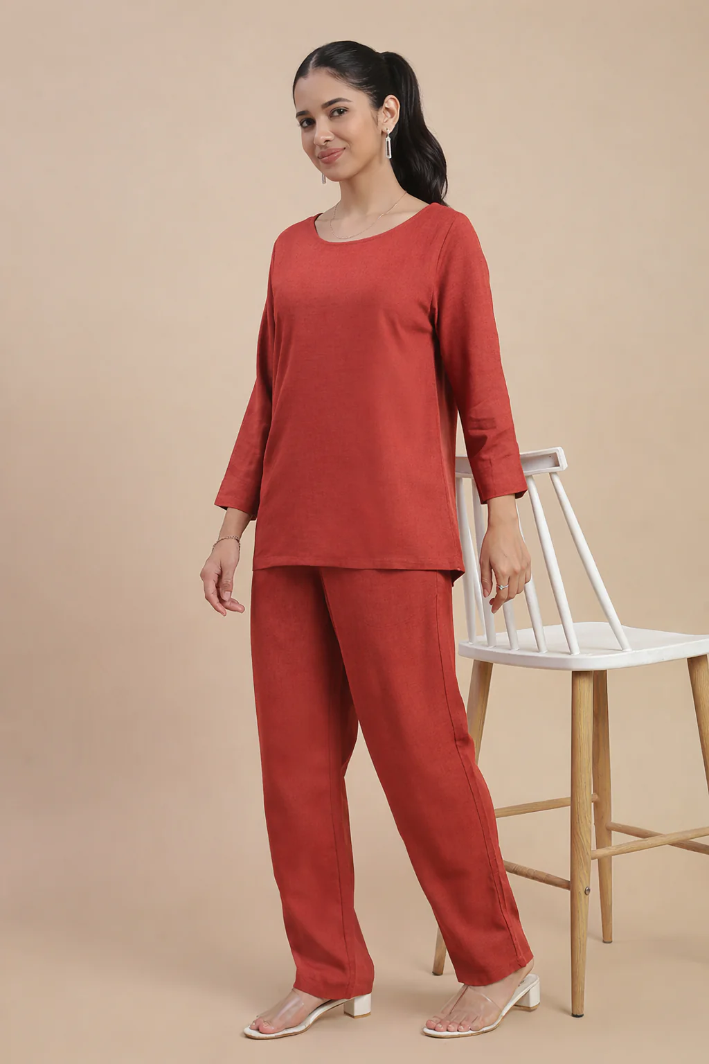 Women Rust  Casual Pants - Image 4