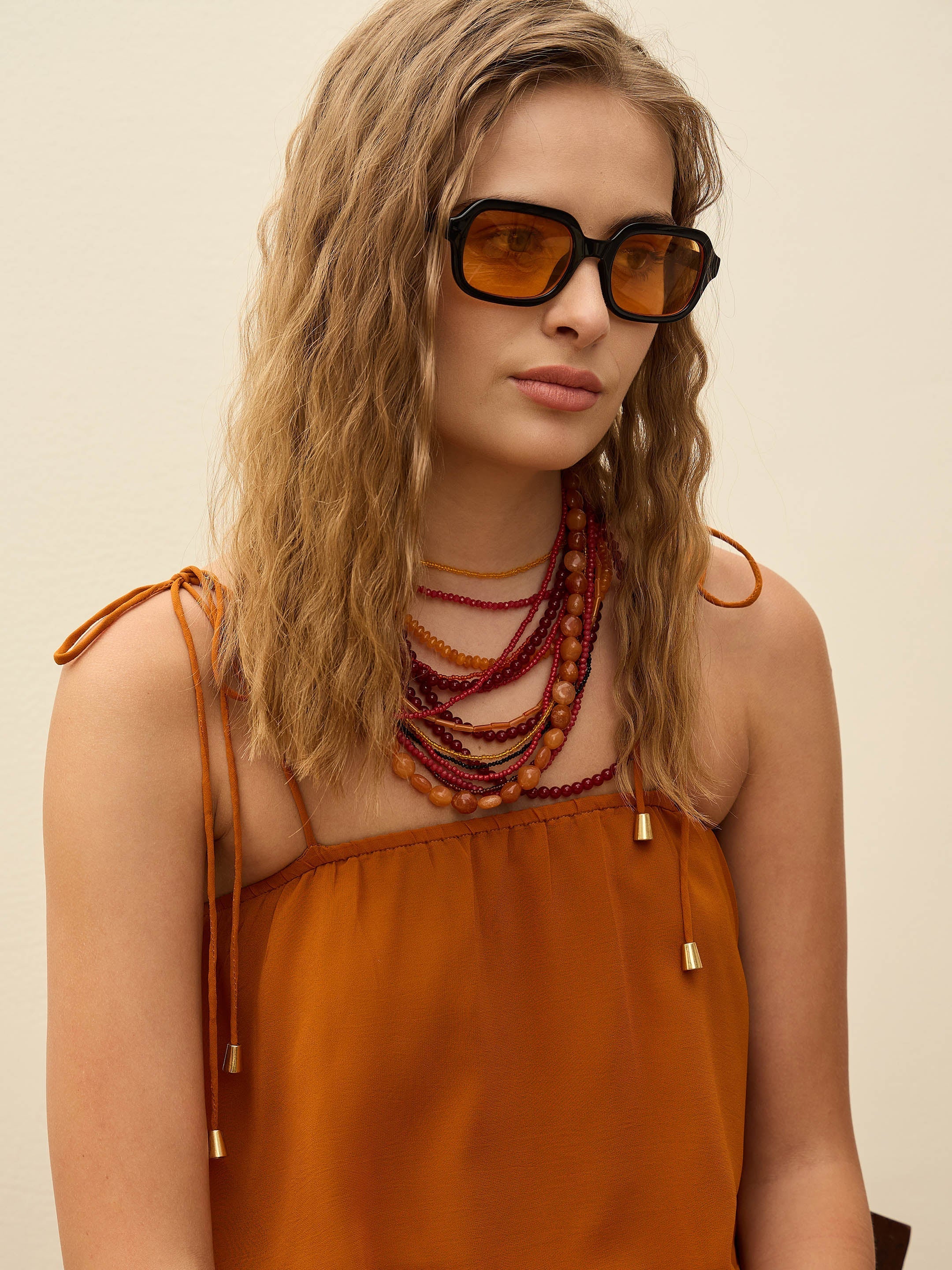 Women Rust Frill Strappy Maxi Dress - Image 4