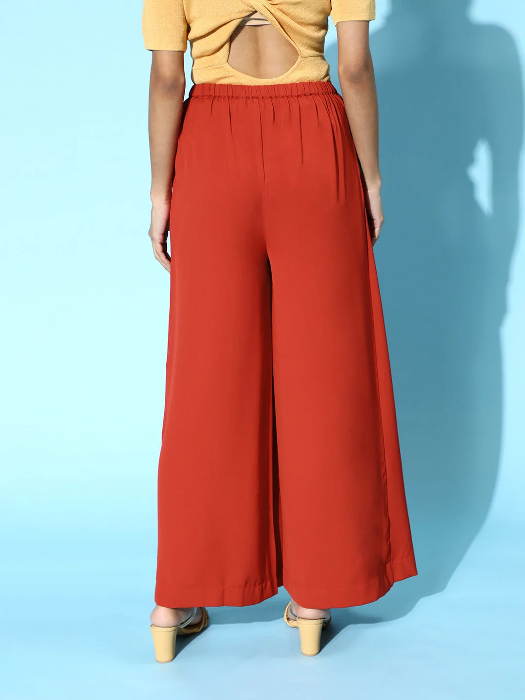 Women Rust Front Frill Pants - Image 5