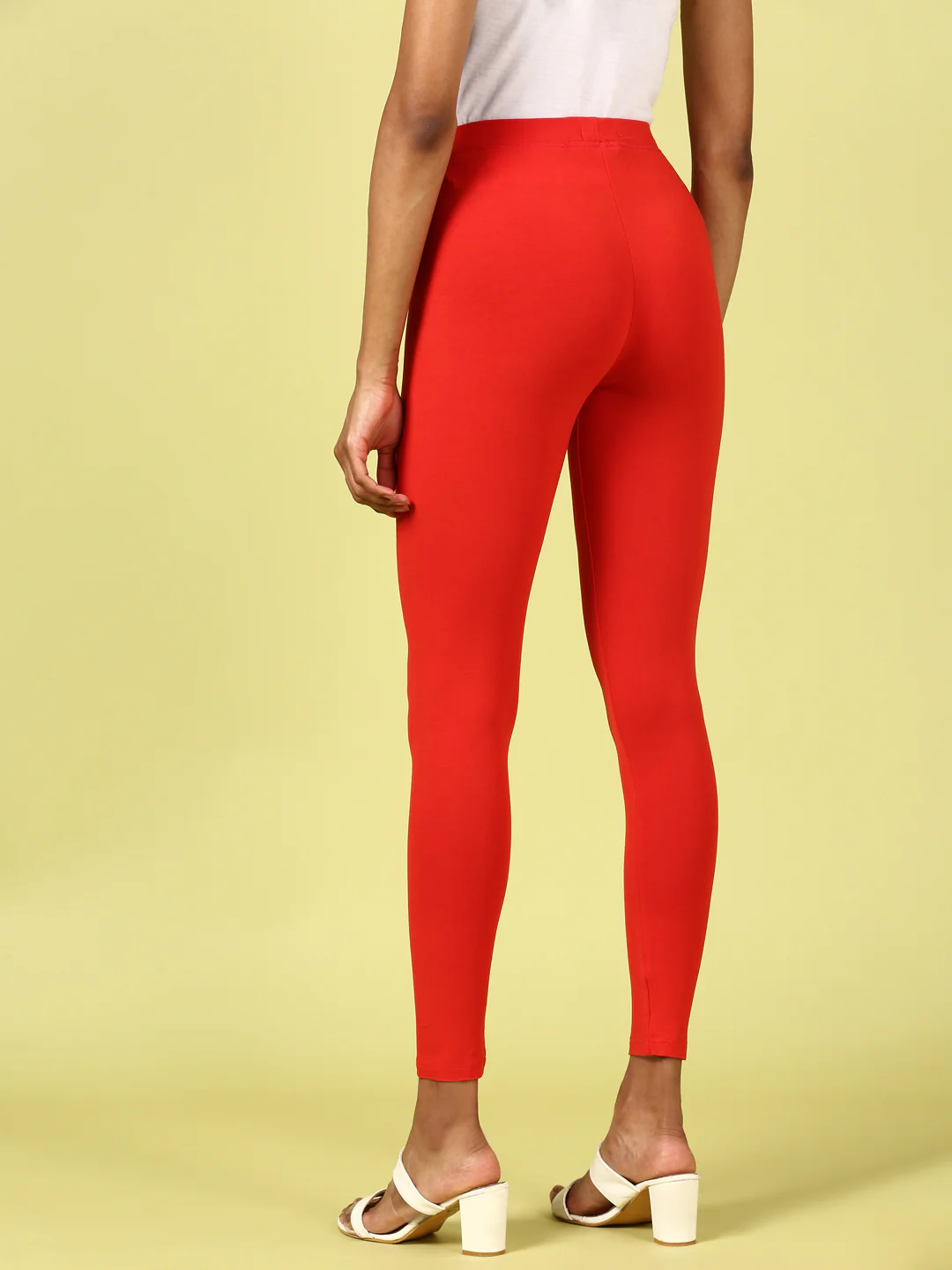 Women Rust Orange Casual Leggings - Image 4