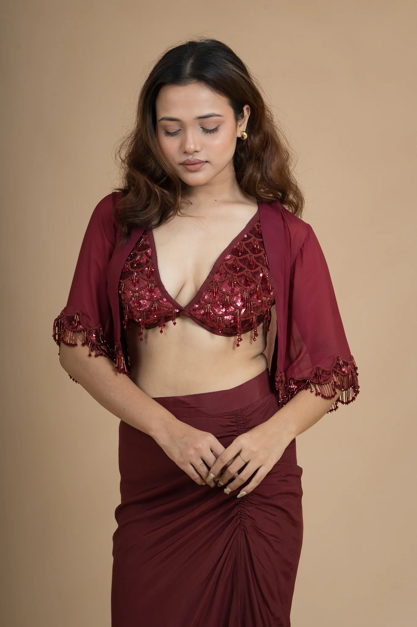 Women Scarlet Rush Translucent Crop Shrug - Image 5