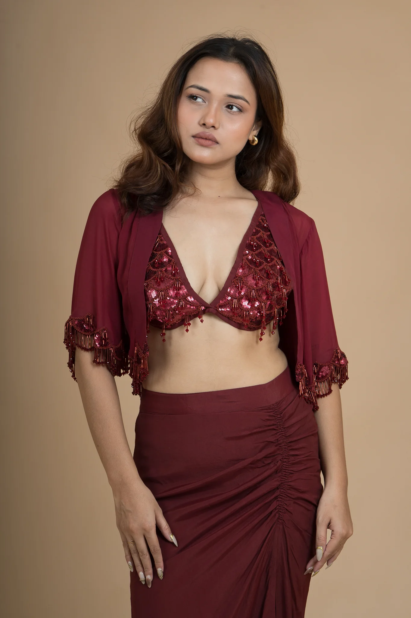 Women Scarlet Rush Translucent Crop Shrug - Image 7