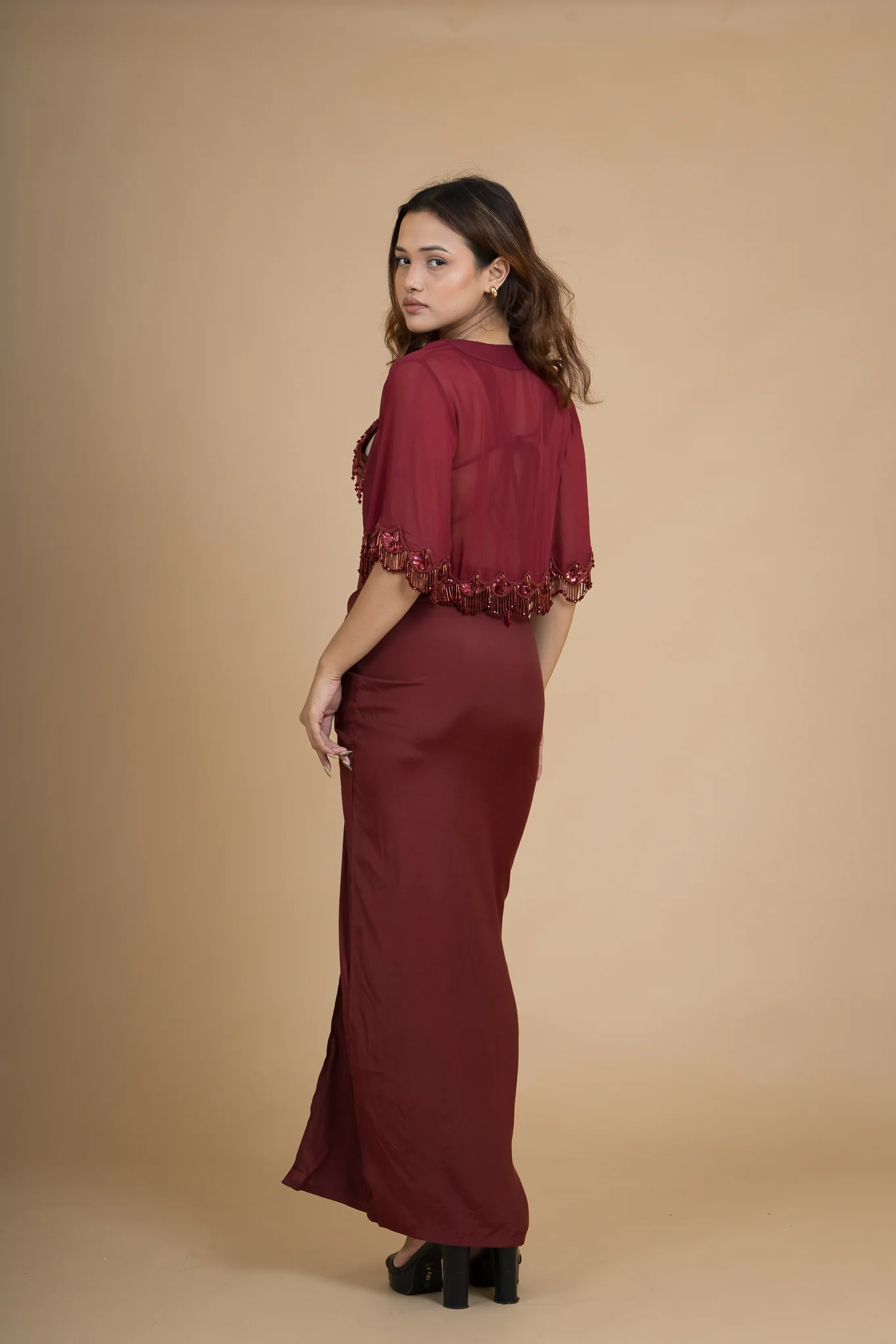 Women Scarlet Rush Translucent Crop Shrug - Image 8