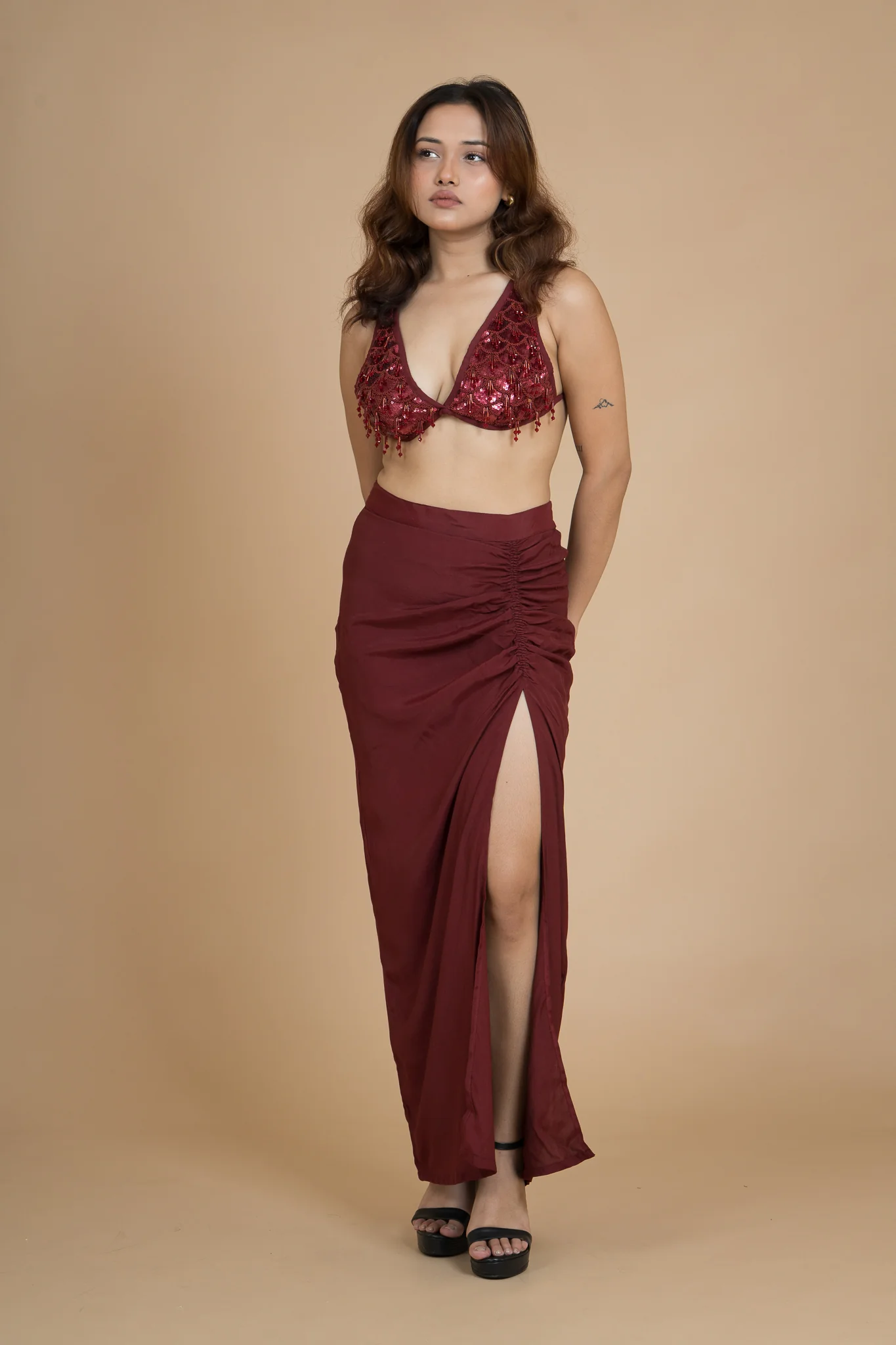 Women Scarlet Rush Draped Cotton Skirt - Image 9