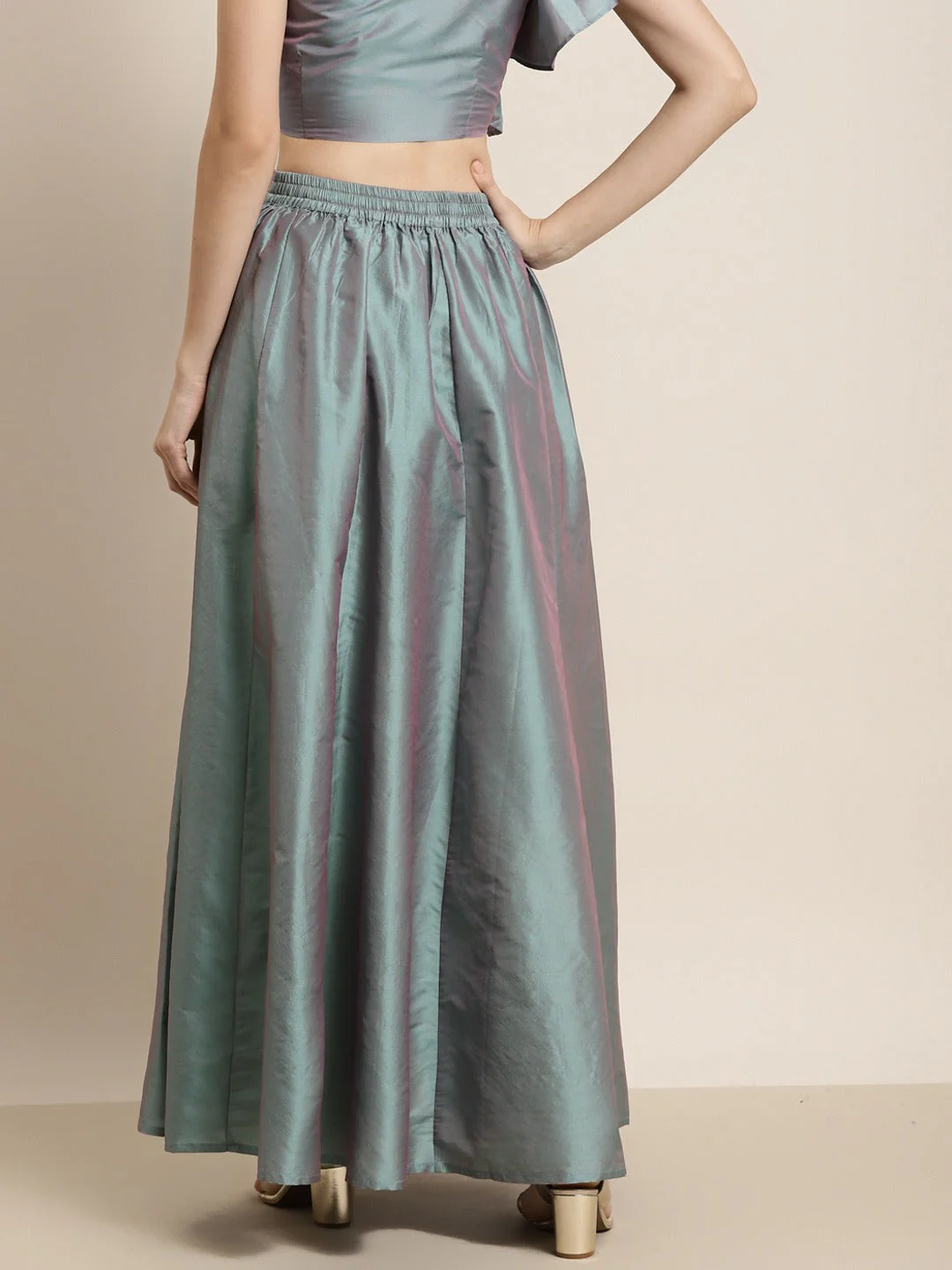 Women Sea Green Embroidered Waistband Anarkali - Image 4
