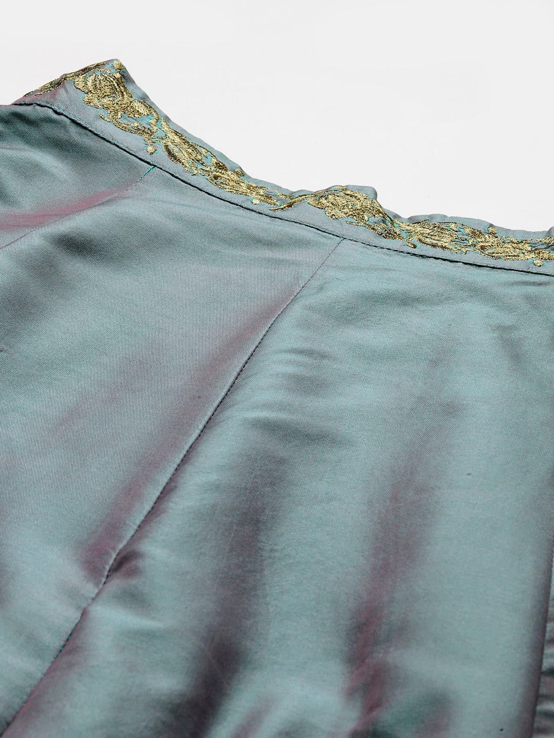 Women Sea Green Embroidered Waistband Anarkali - Image 5