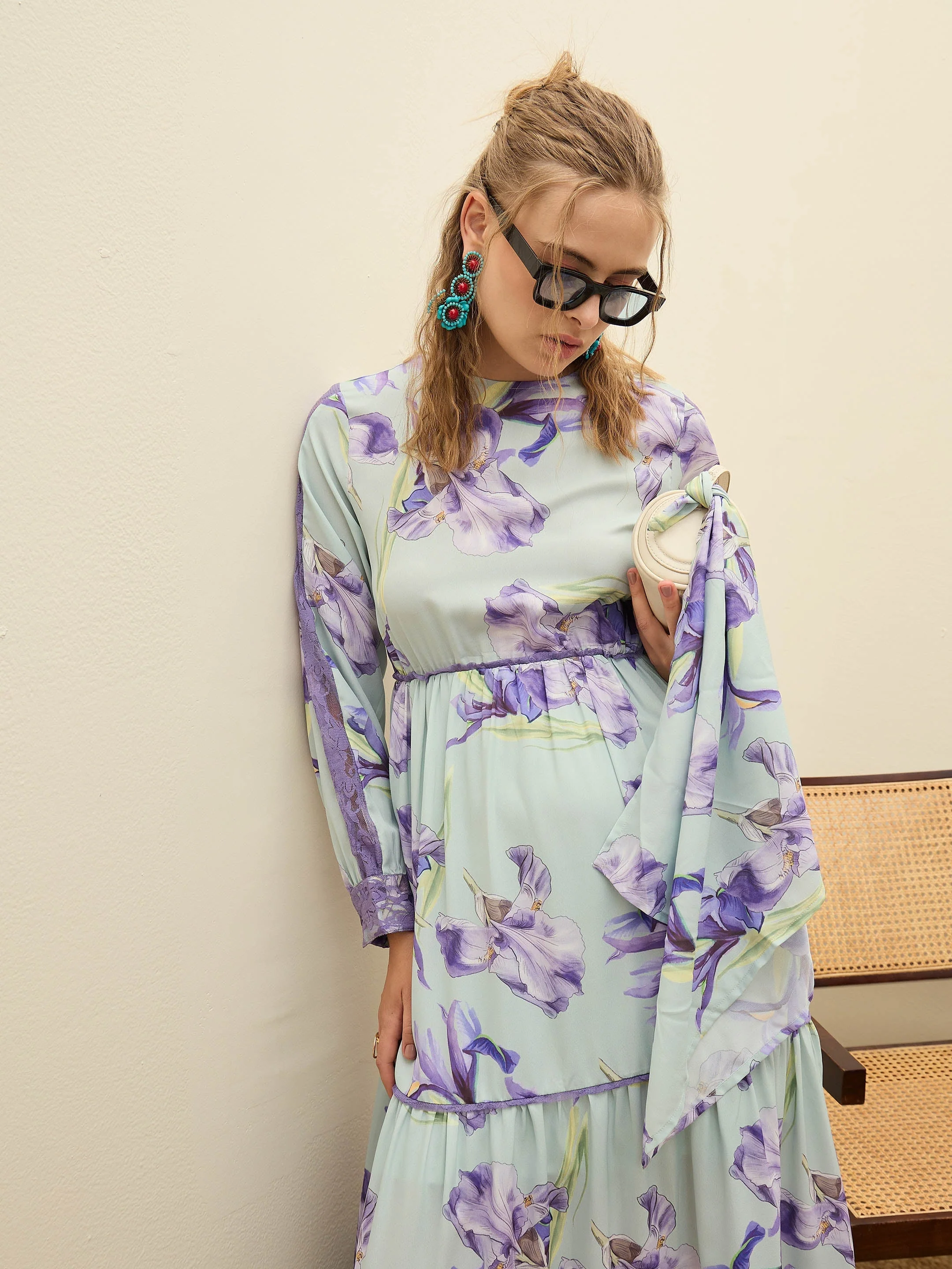 Women See Green Floral Tiered Maxi Dress - Image 2