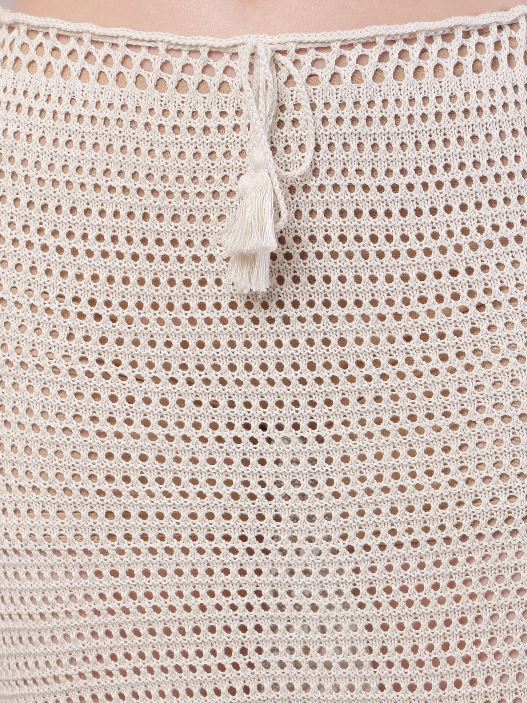 Women Sheer Crochet Off-White Maxi Skirt - Image 5