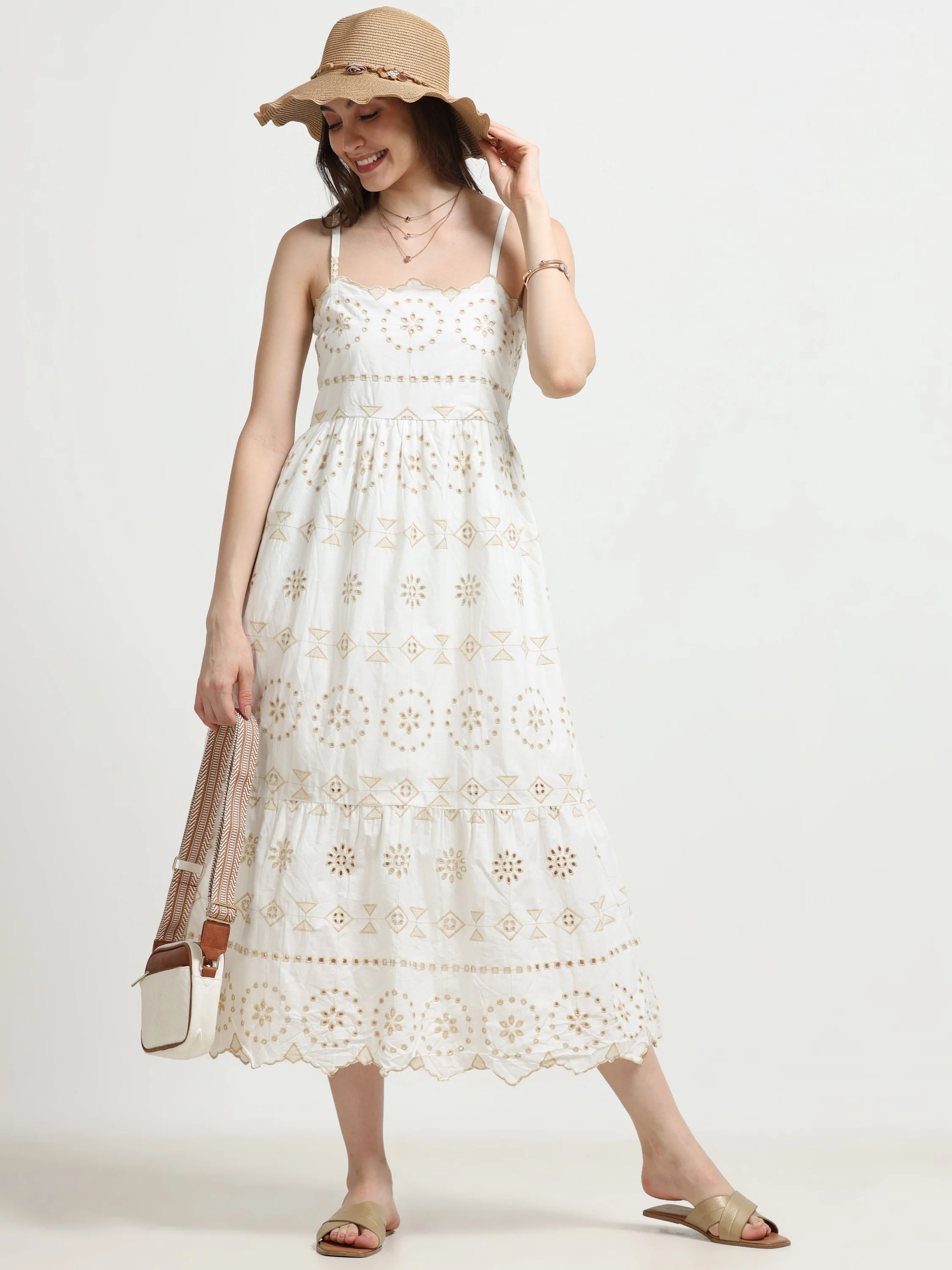 Women Schiffli Scallop Flared Dress - Image 6