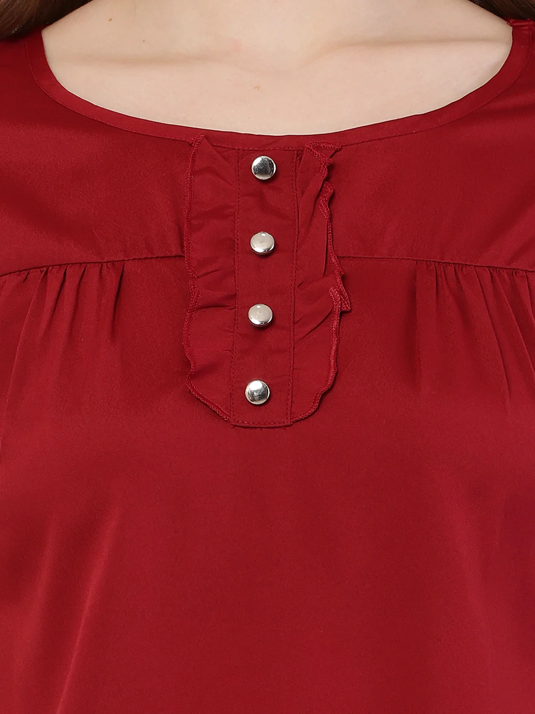 Women Short Sleeve Red Top - Image 5