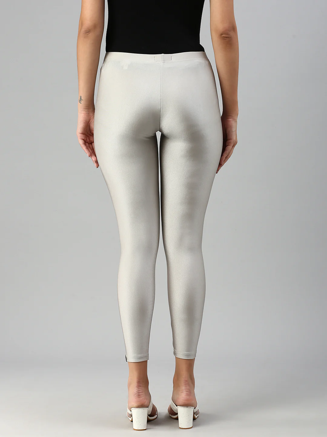 Women Silver Festive Leggings - Image 3