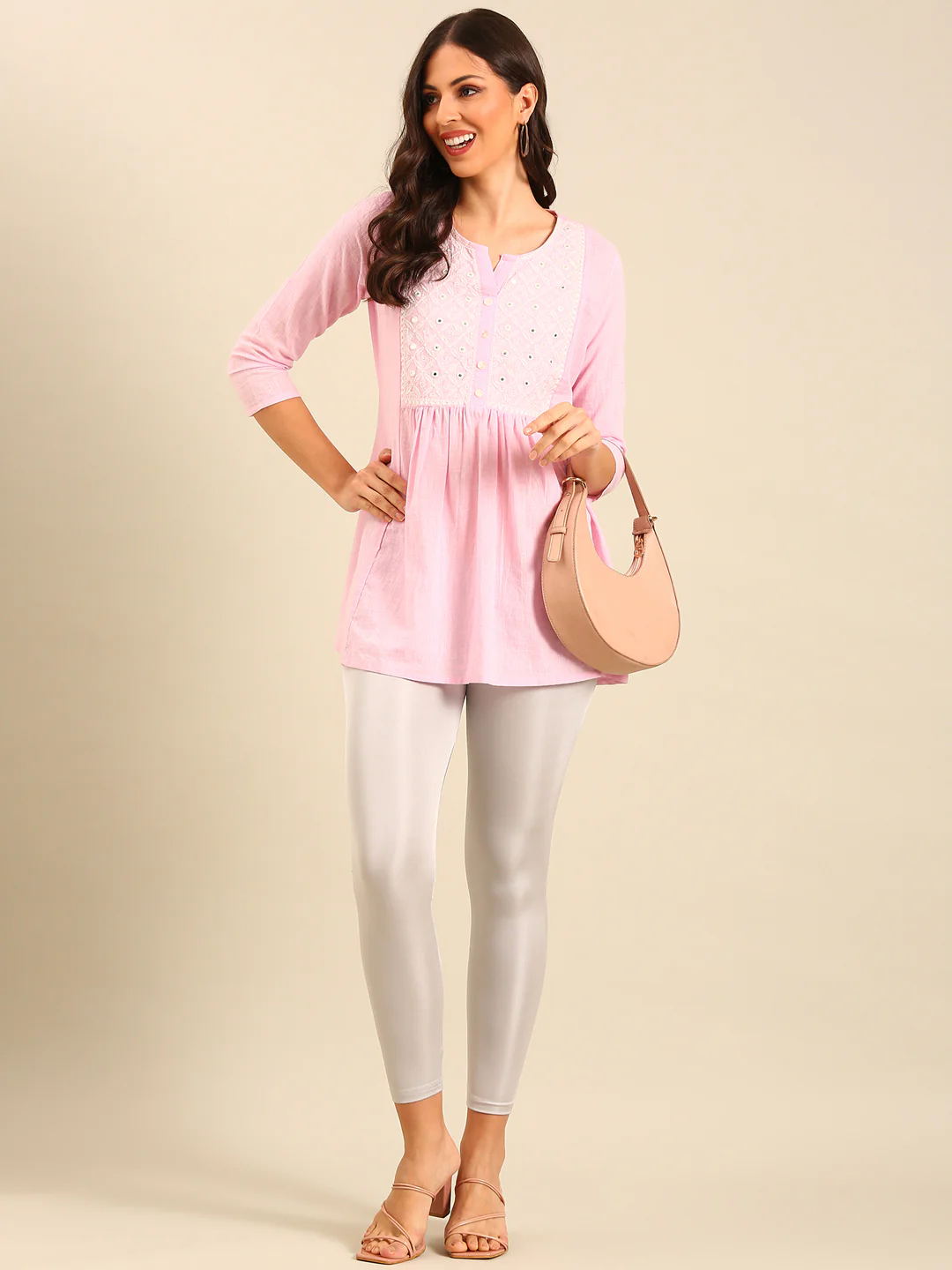 Women Silver Festive Leggings - Image 4