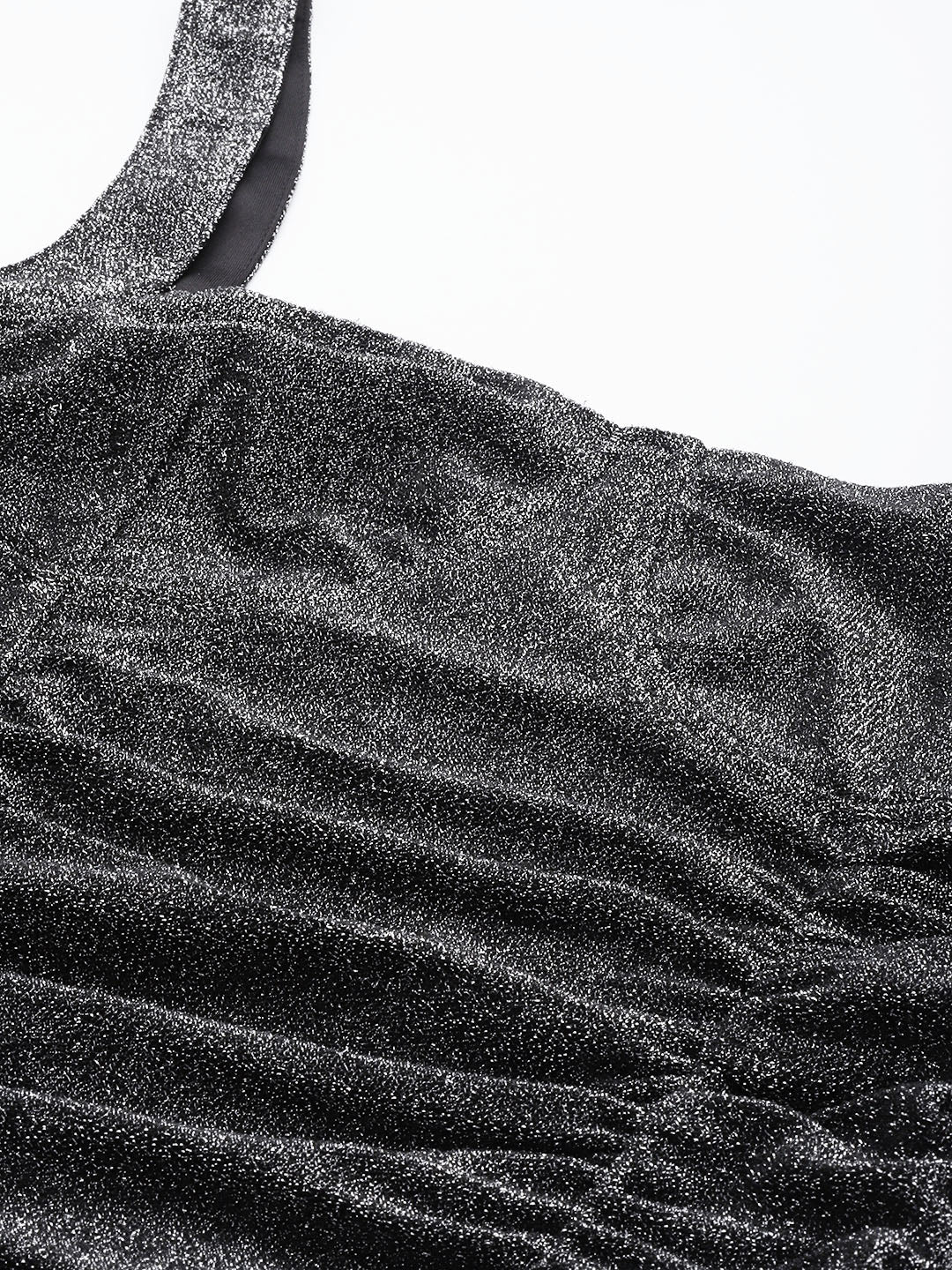 Women Silver Lurex Ruched Bodycon Dress - Image 2