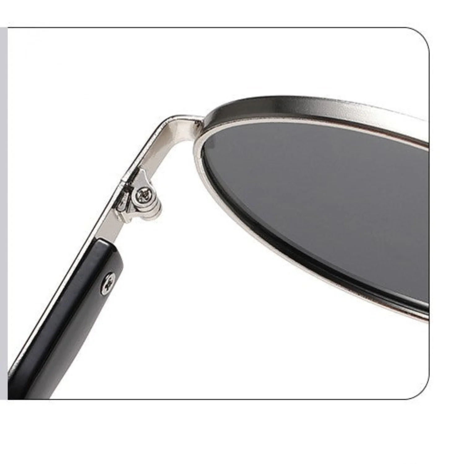 Women Silver Round Black Sunglasses - Image 3