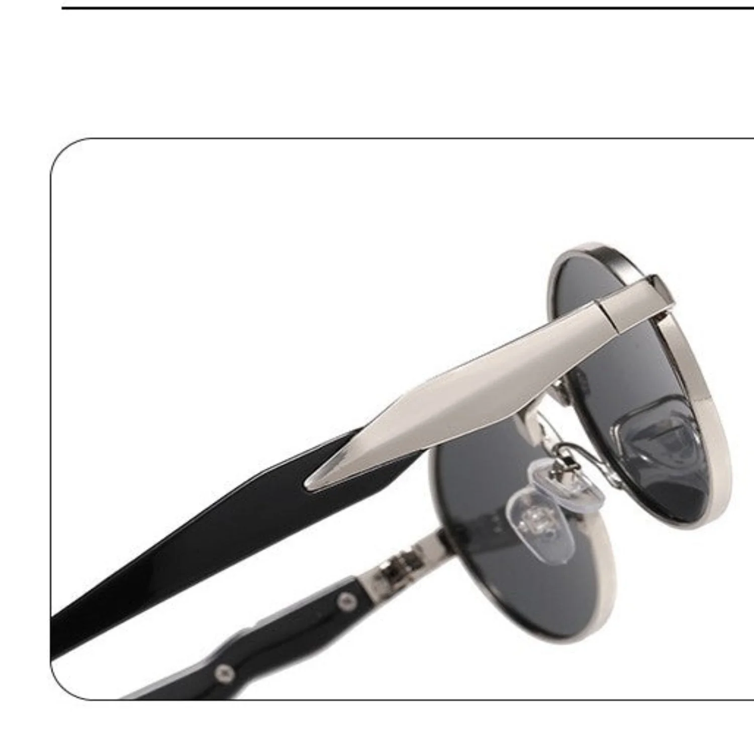 Women Silver Round Black Sunglasses - Image 4