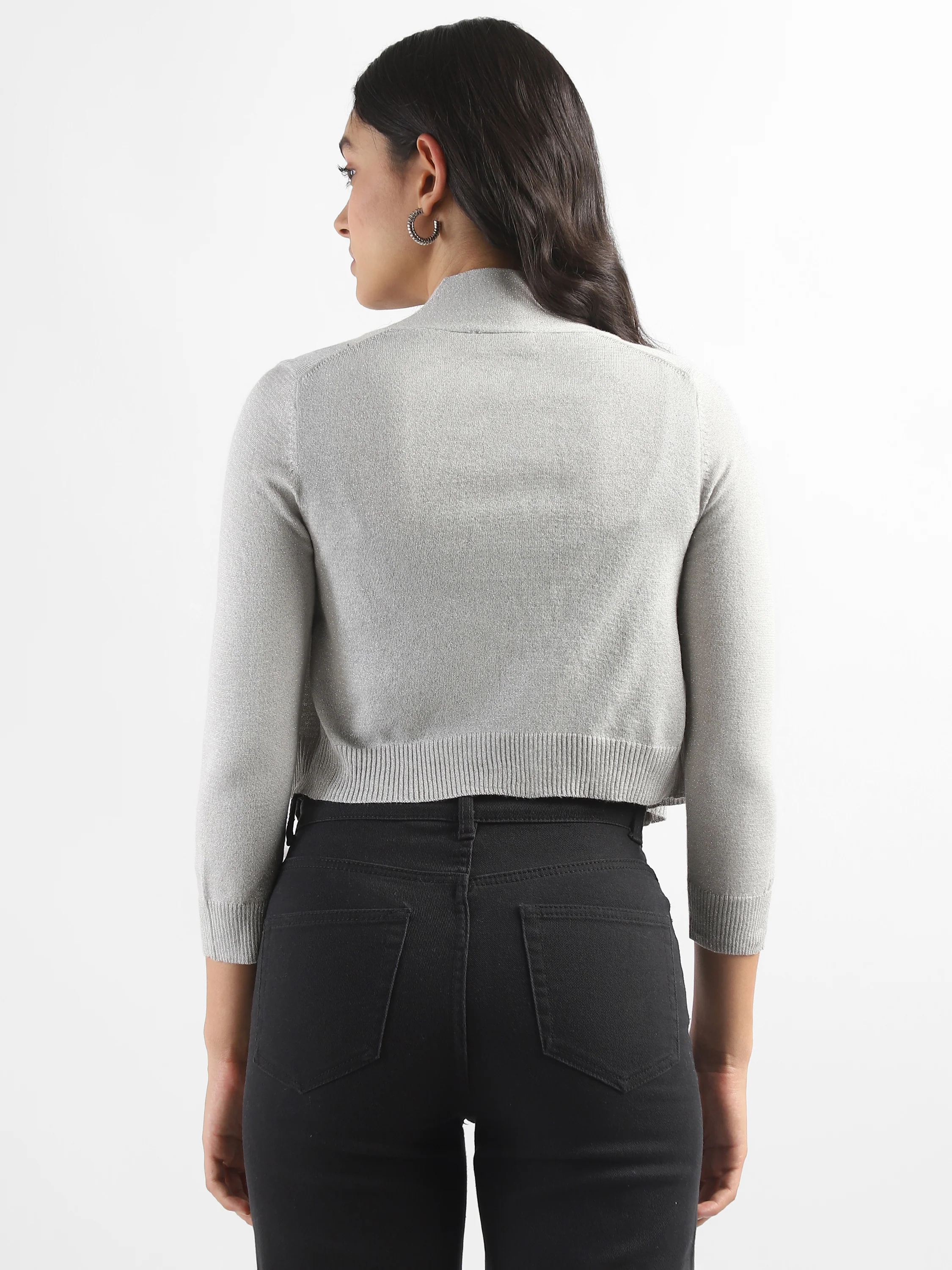 Women Silver Lurex Shrug - Image 2