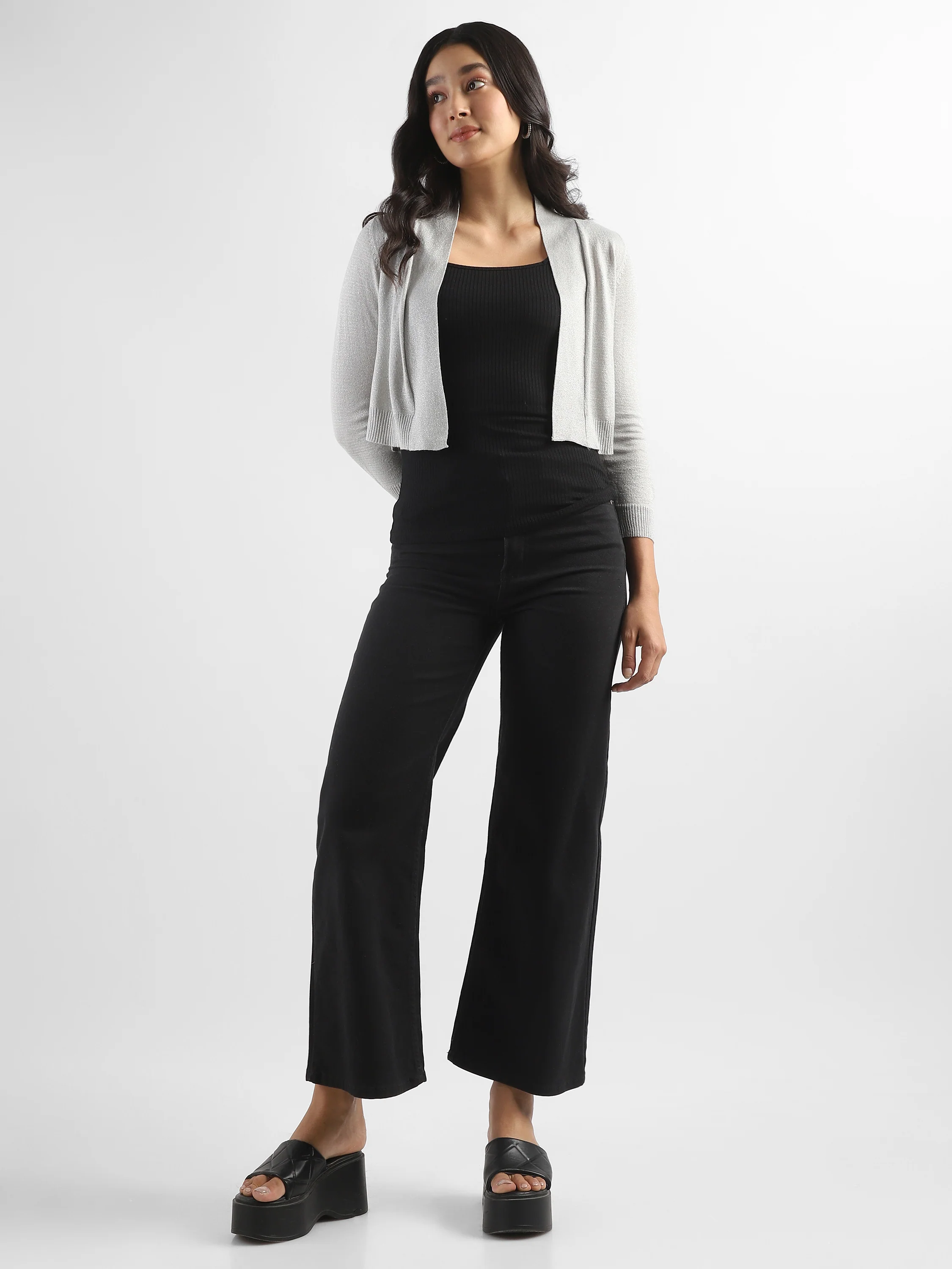 Women Silver Lurex Shrug - Image 3