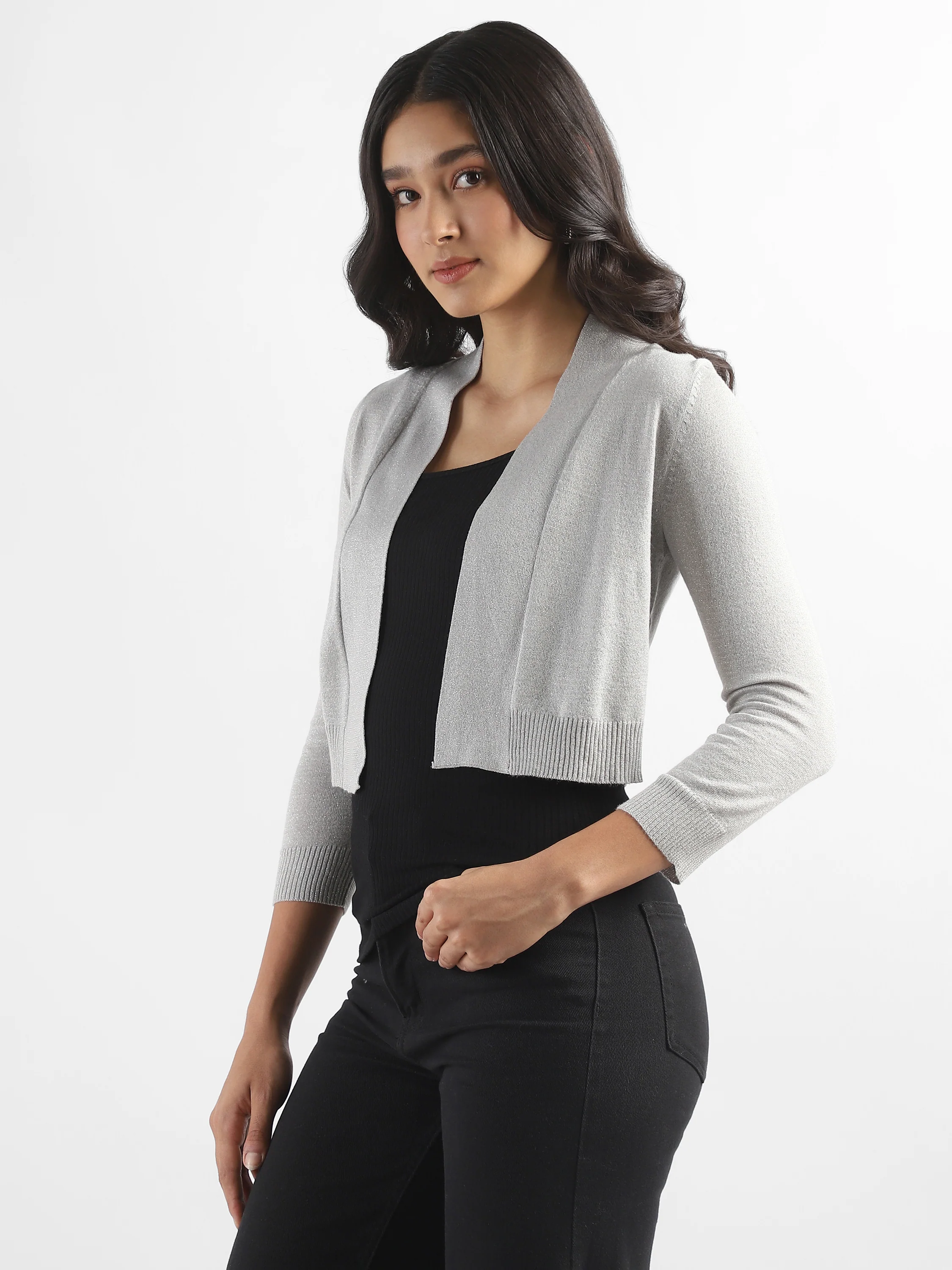 Women Silver Lurex Shrug - Image 5