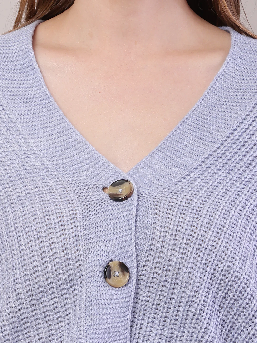 Women Sky Blue Acrylic Full Sleeve Cardigan - Image 5