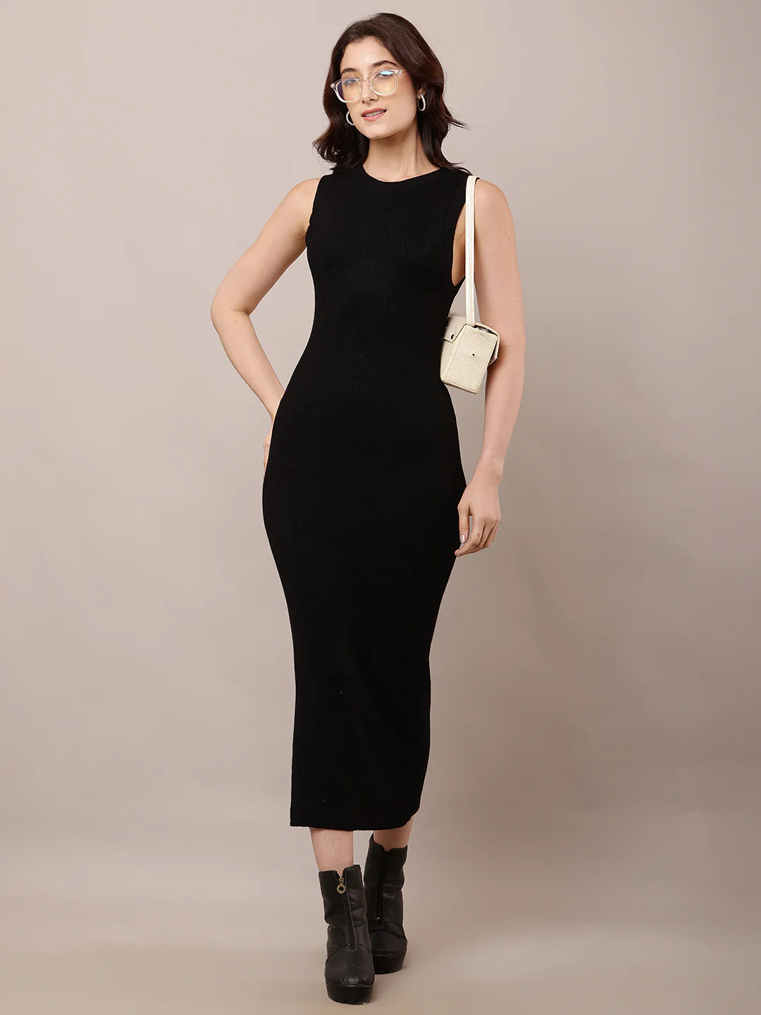 Women Sleeveless Black Bodycon Dress - Image 2