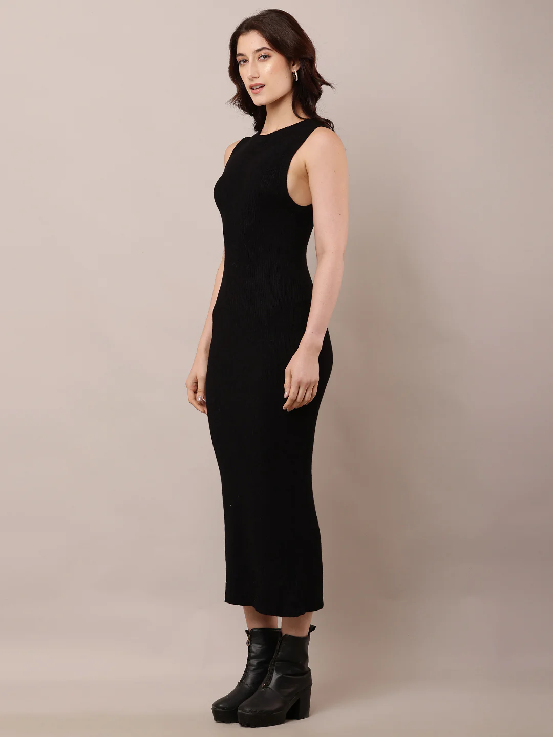Women Sleeveless Black Bodycon Dress - Image 3