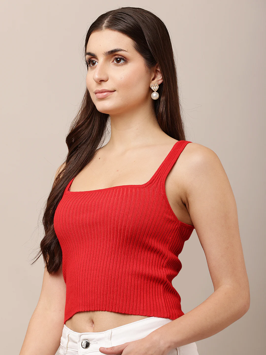 Women Sleeveless Ribbed Black Tank Top - Image 2
