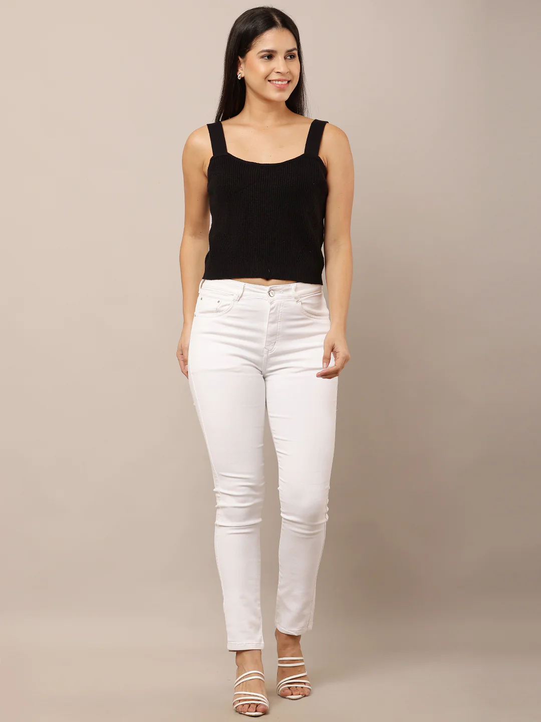 Women Sleeveless Ribbed Red Tank Top - Image 3